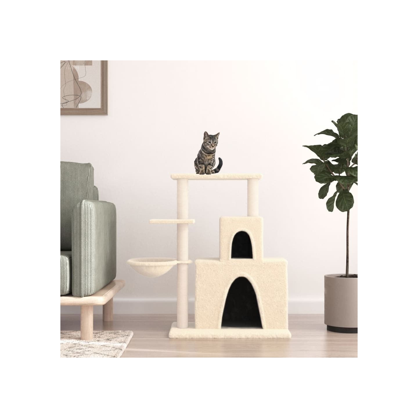 Arbre à chat avec griffoirs en sisal Crème 83 cm