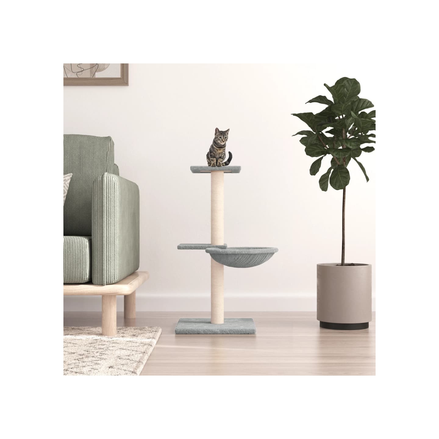 Arbre à chat avec griffoirs en sisal gris clair 72 cm