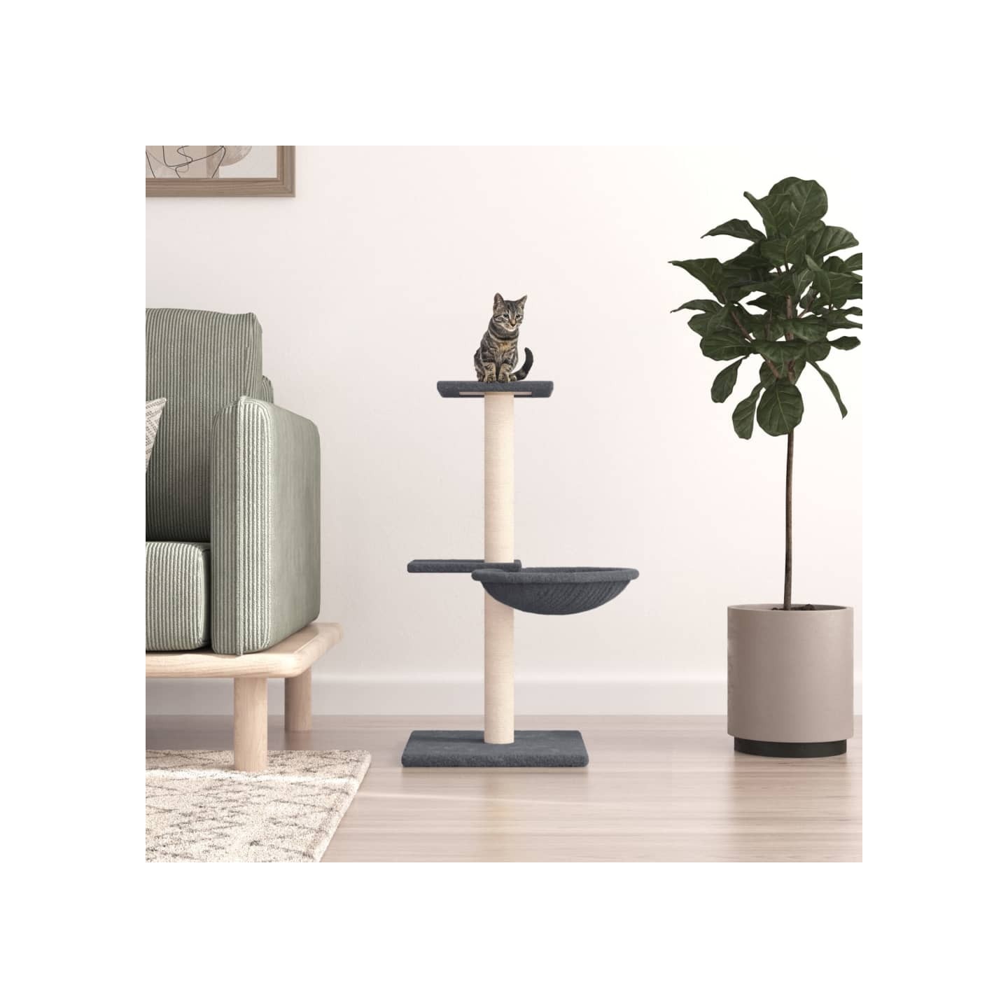 Arbre à chat avec griffoirs en sisal gris foncé 72 cm