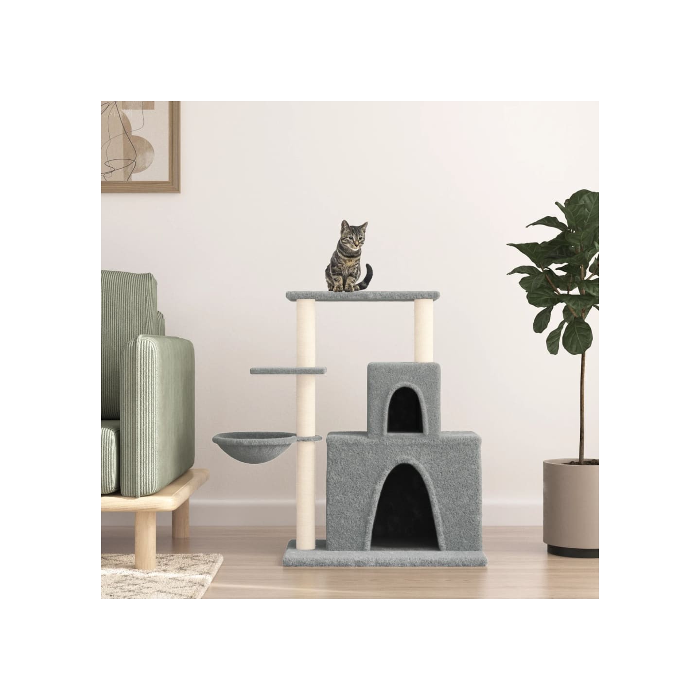 Arbre à chat avec griffoirs en sisal Gris clair 83 cm