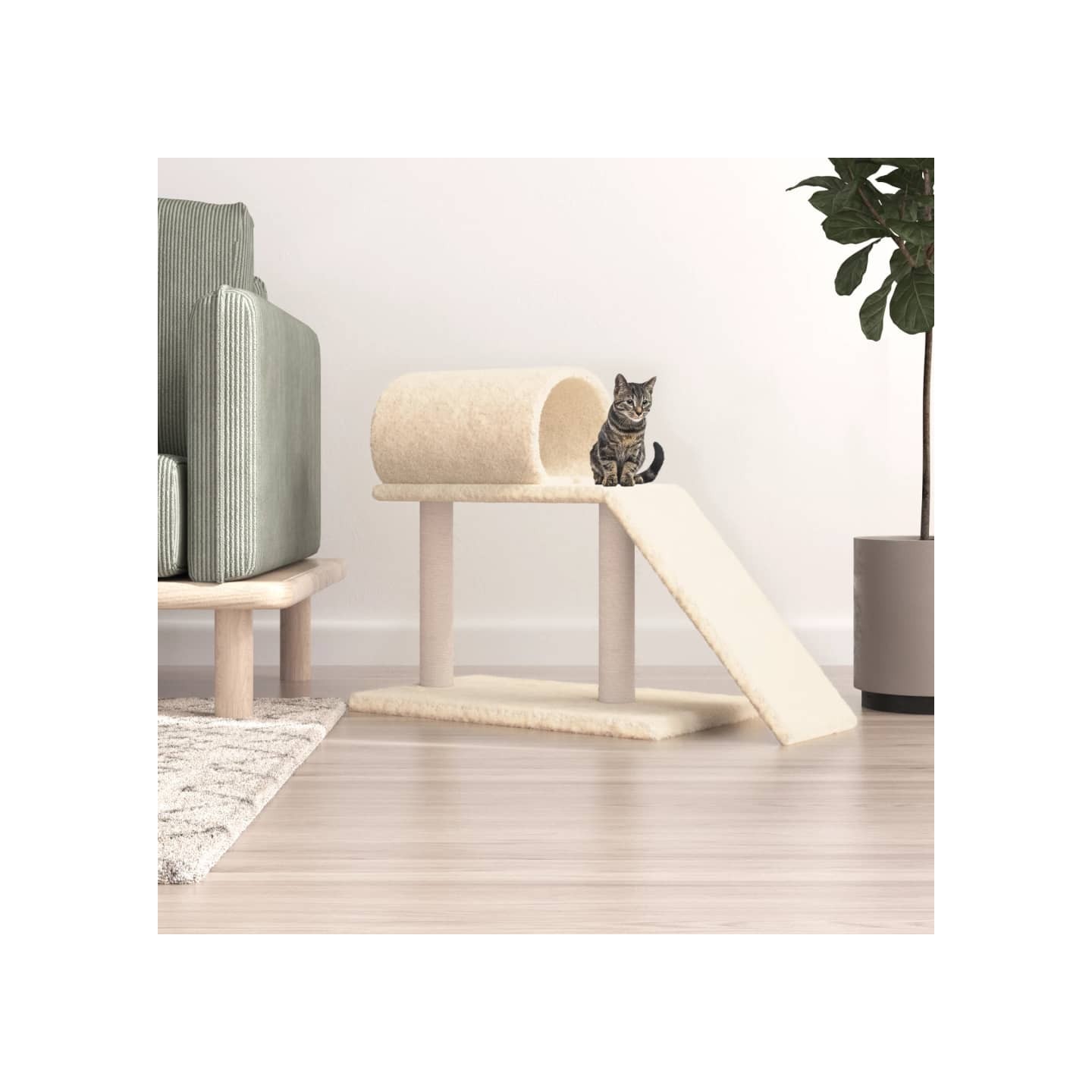 Arbres à chat avec tunnel et échelle crème 55,5 cm
