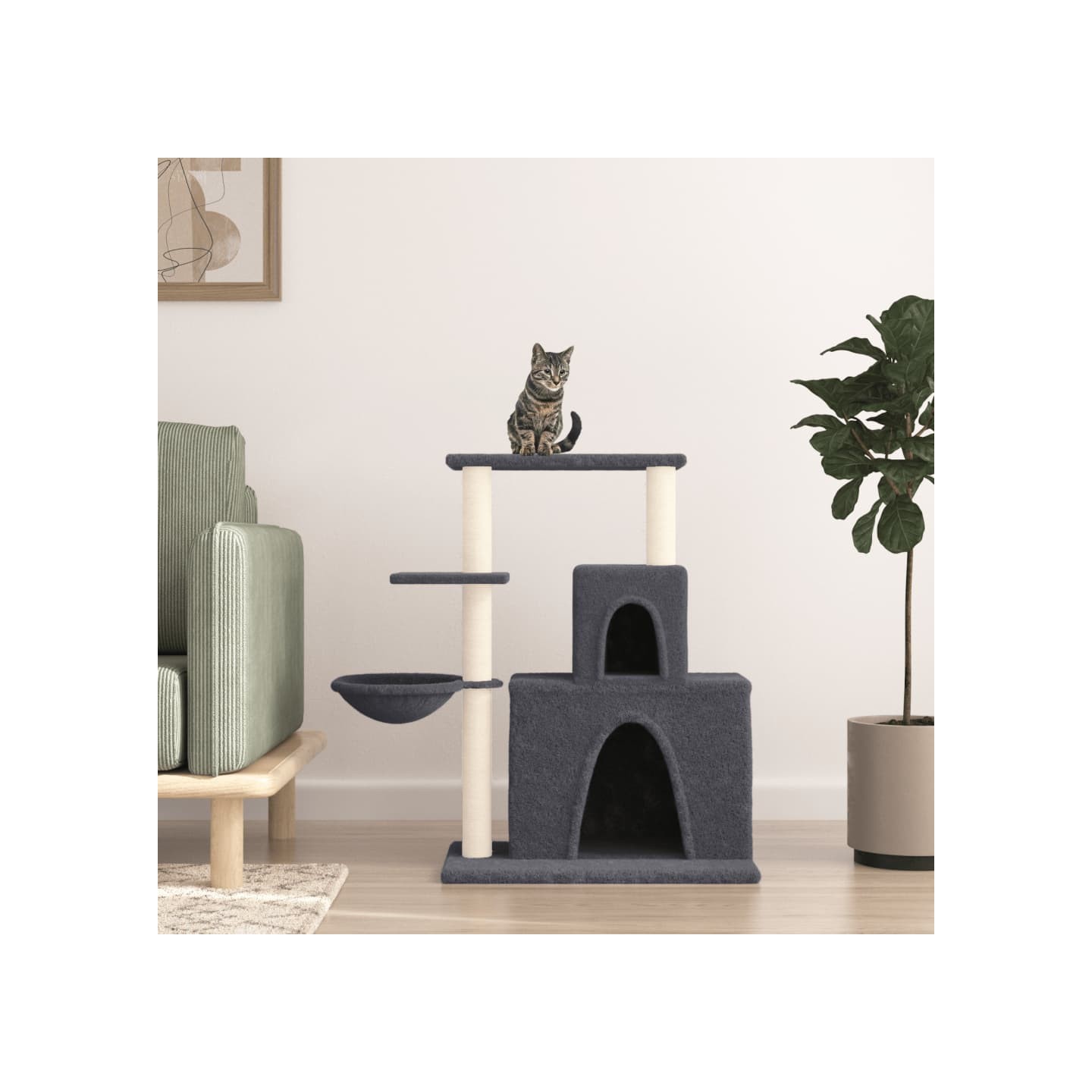 Arbre à chat avec griffoirs en sisal Gris foncé 83 cm