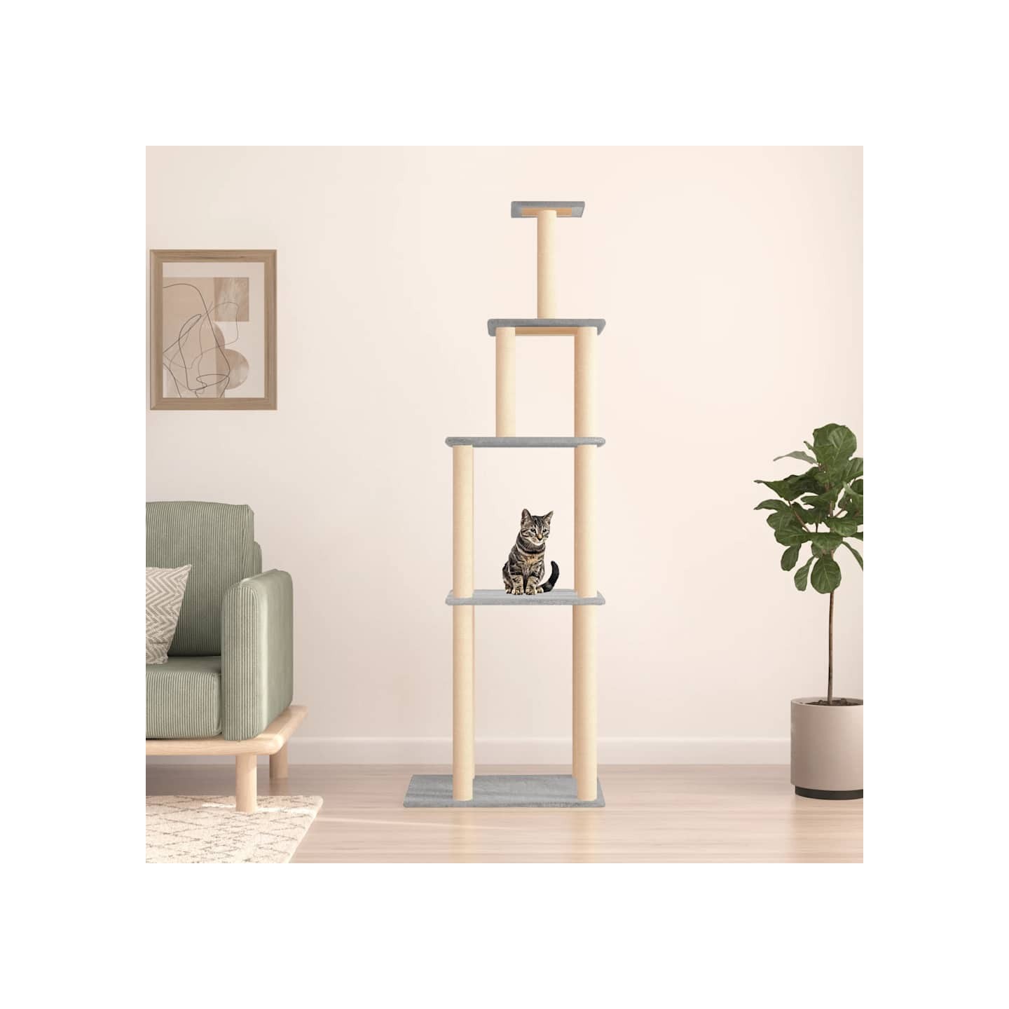 Arbre à chat avec griffoirs en sisal gris clair 183 cm
