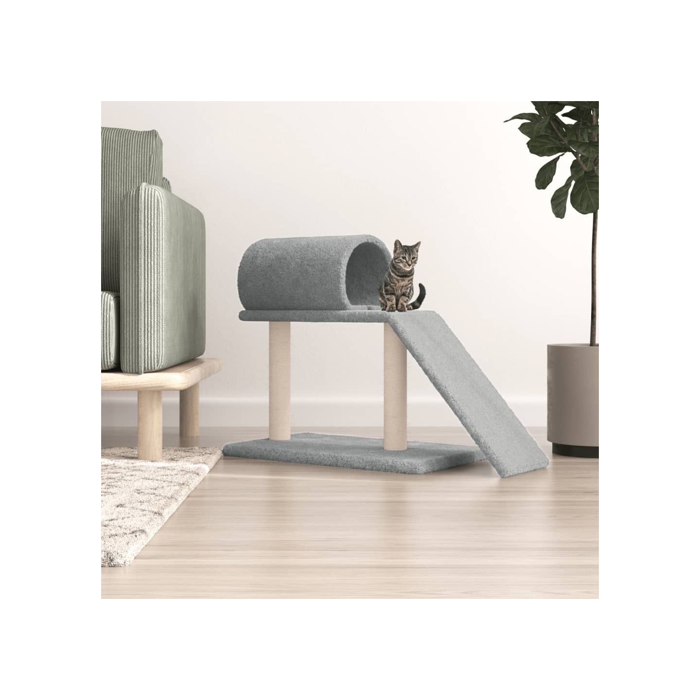 Arbres à chat avec tunnel et échelle gris clair 55,5 cm