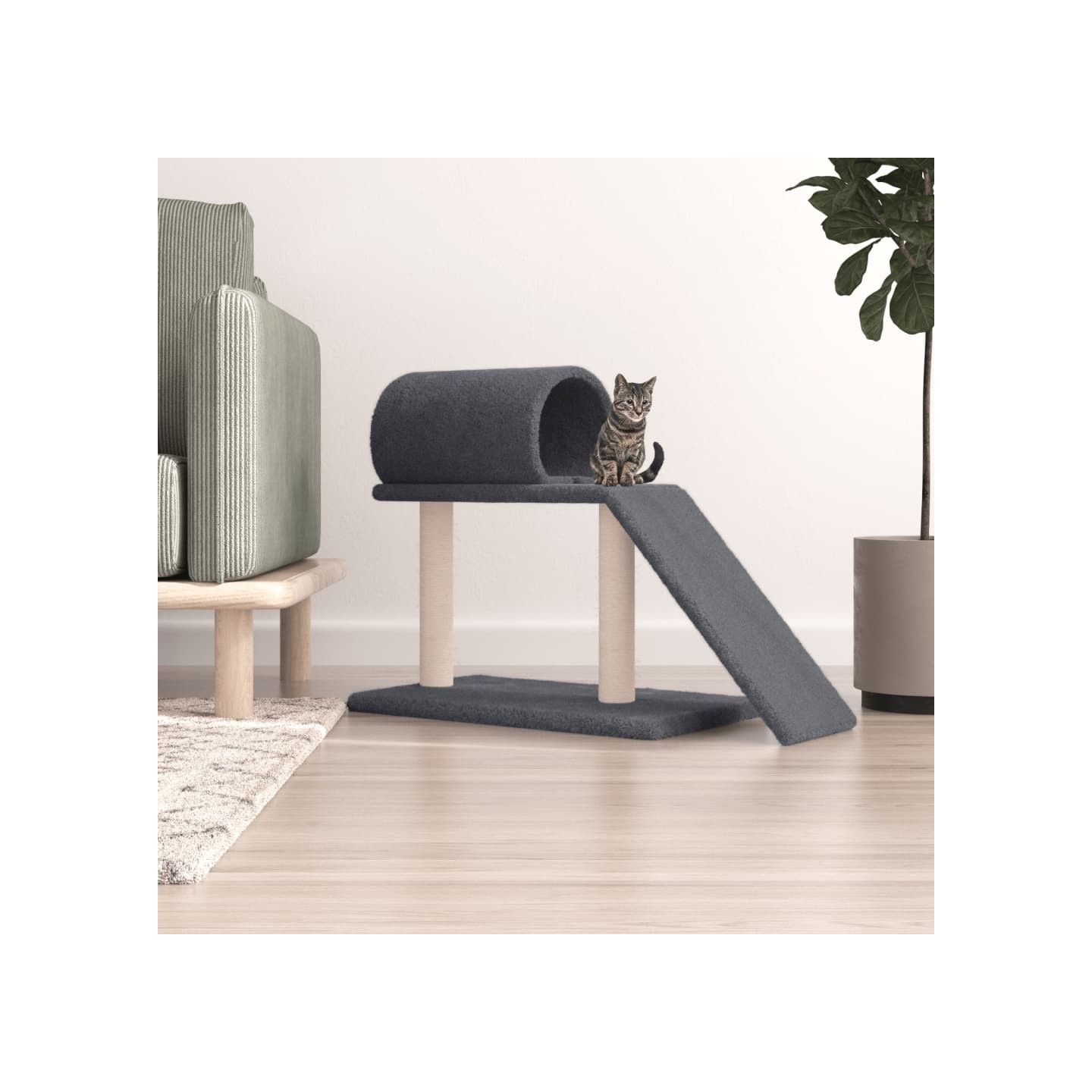 Arbres à chat avec tunnel et échelle gris foncé 55,5 cm