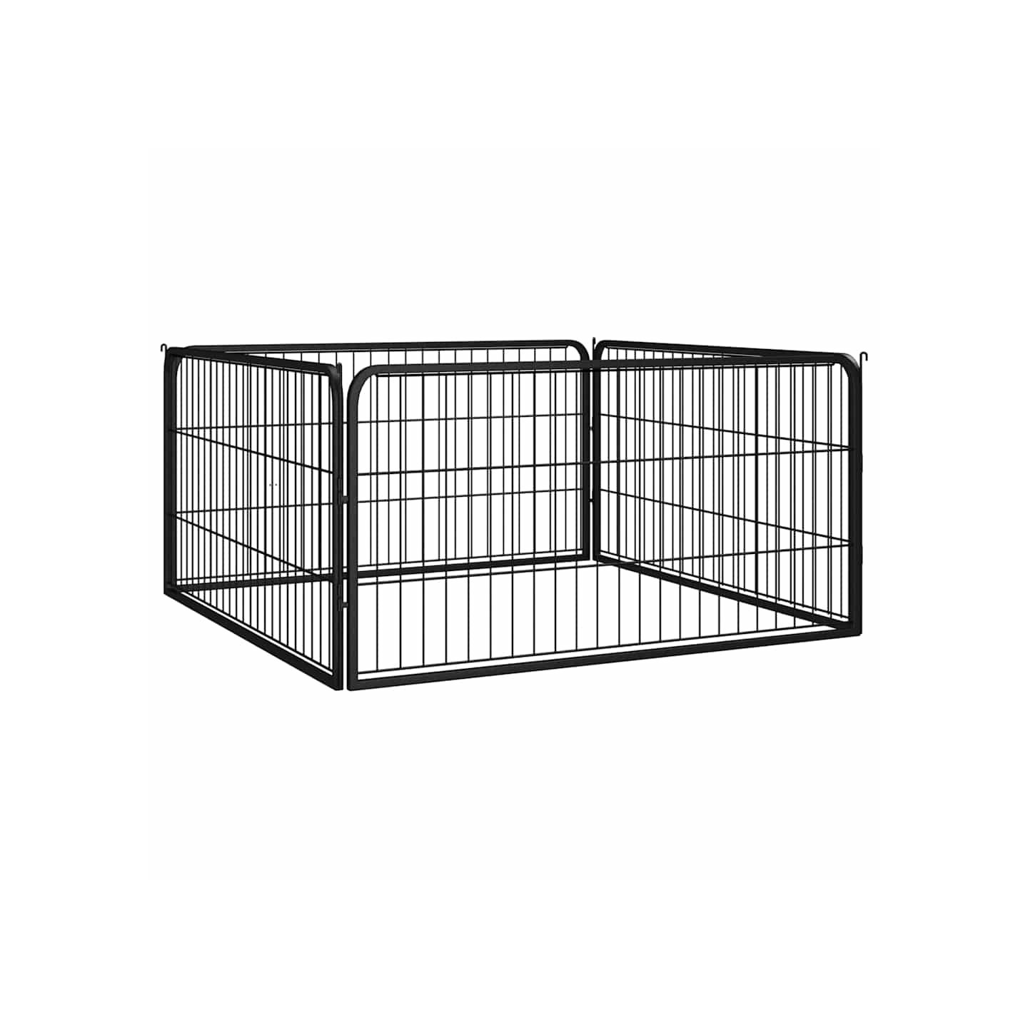 Parc pour chien 4 panneaux Noir 100x50cm Acier enduit de poudre