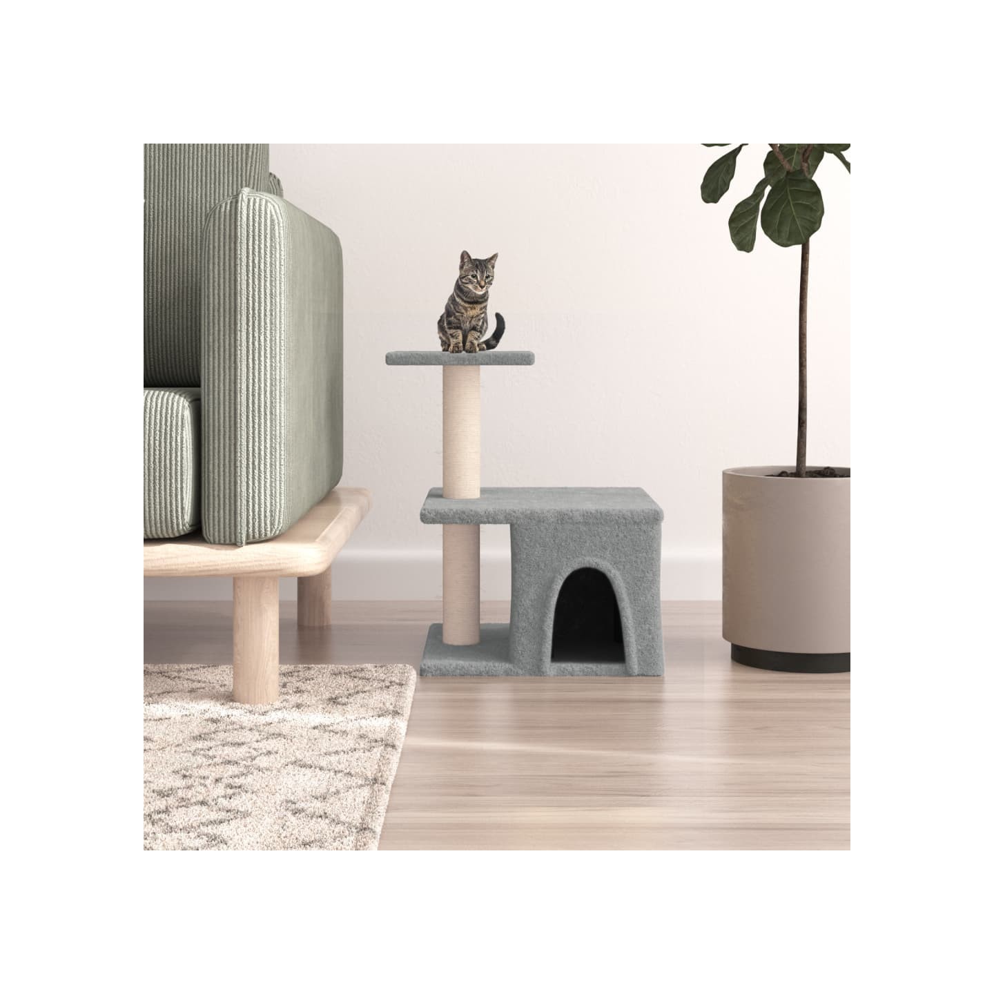 Arbre à chat avec griffoirs en sisal gris clair 48 cm