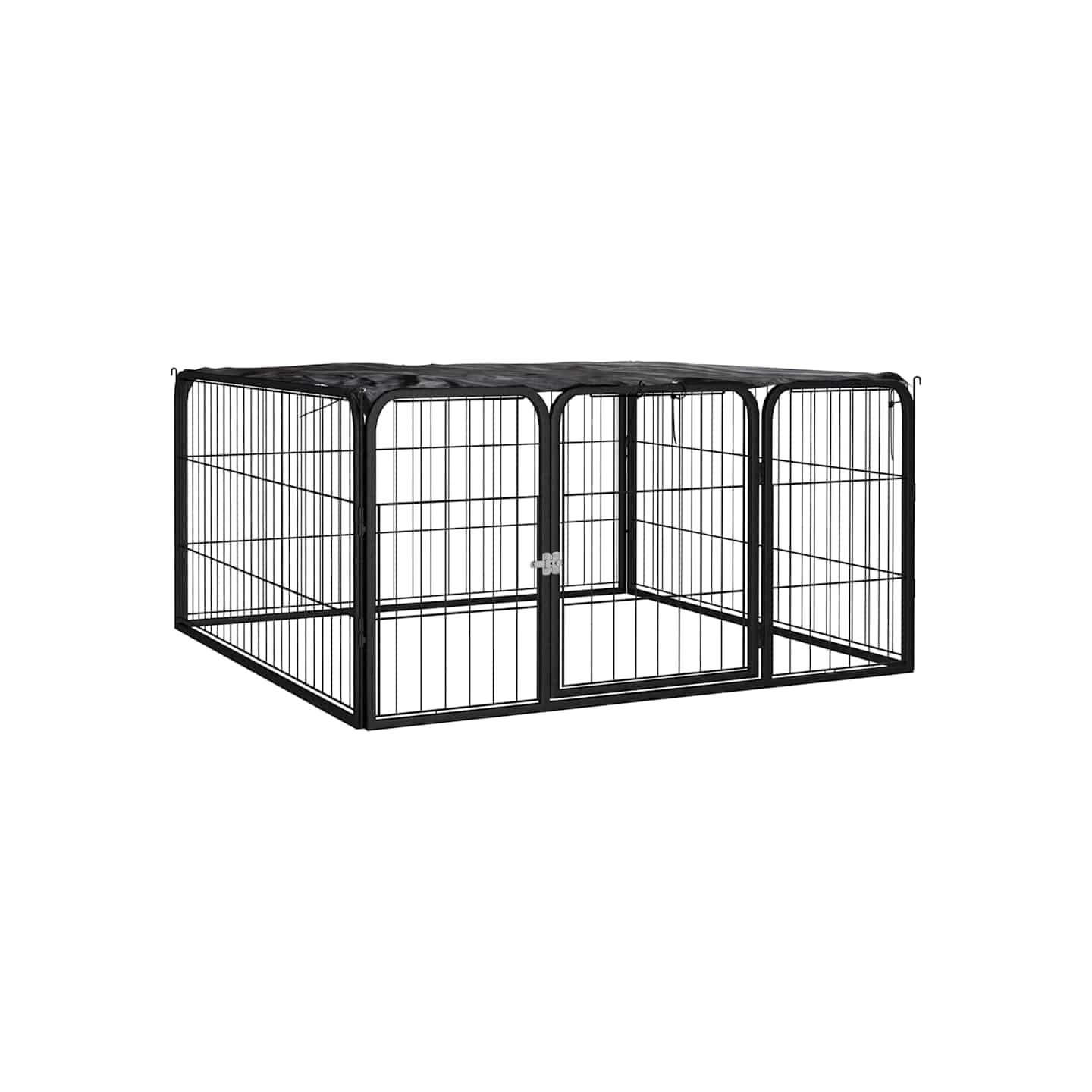 Parc pour chien 4 panneaux Noir 100x50cm Acier enduit de poudre
