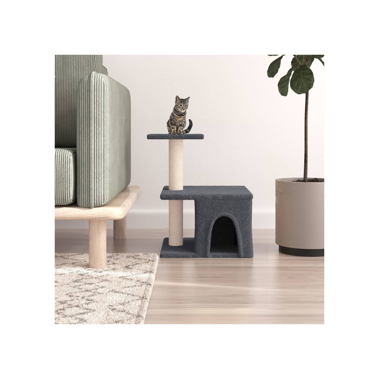 Arbre à chat avec griffoirs en sisal gris foncé 48 cm