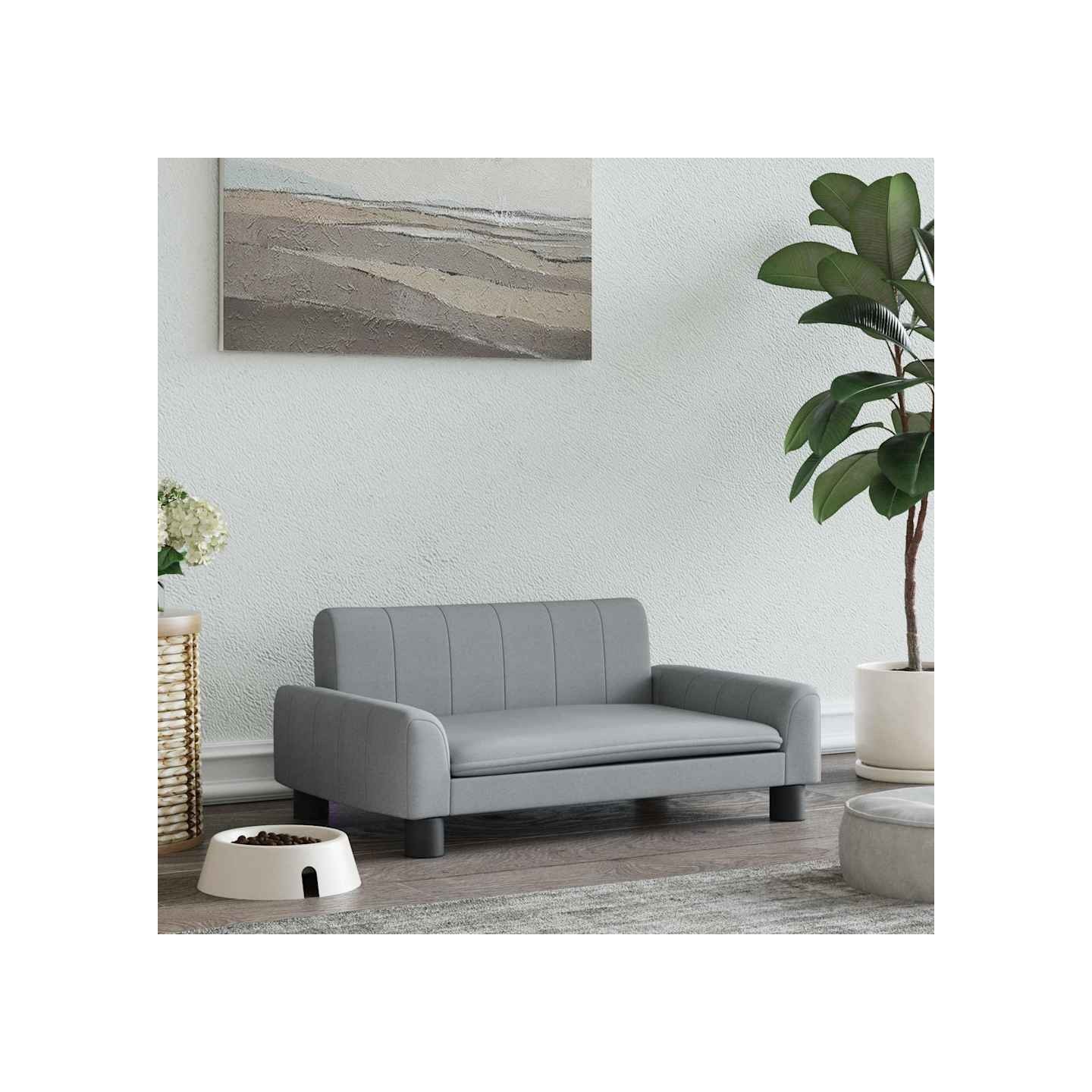 Lit pour chien gris clair 70x45x30 cm tissu