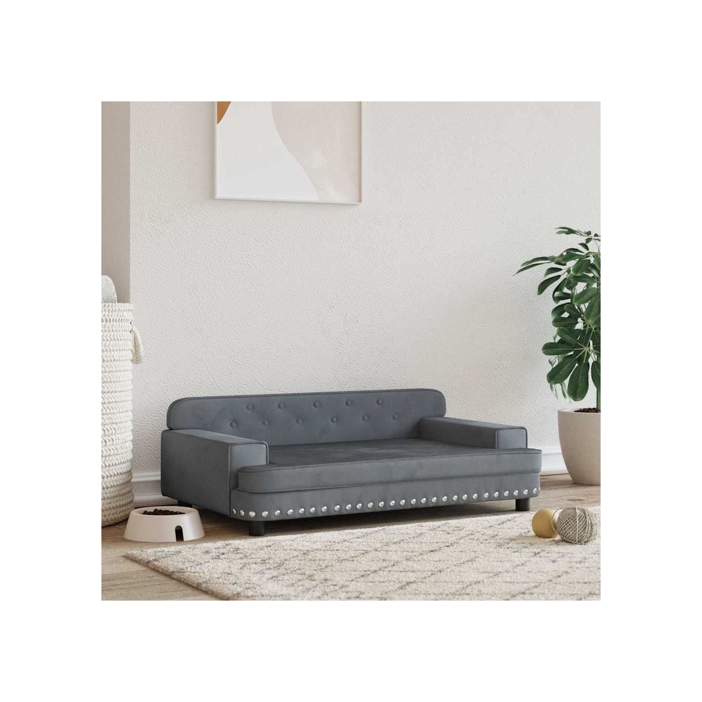 Lit pour chien gris foncé 90x53x30 cm velours