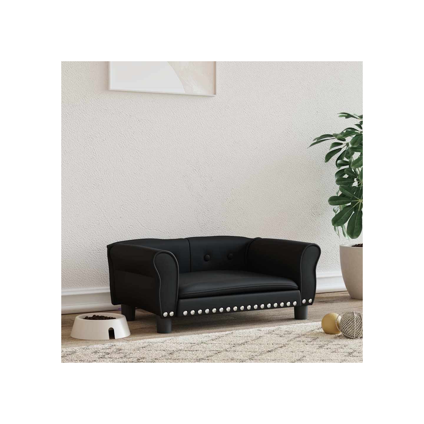 Lit pour chien noir 70x45x30 cm similicuir