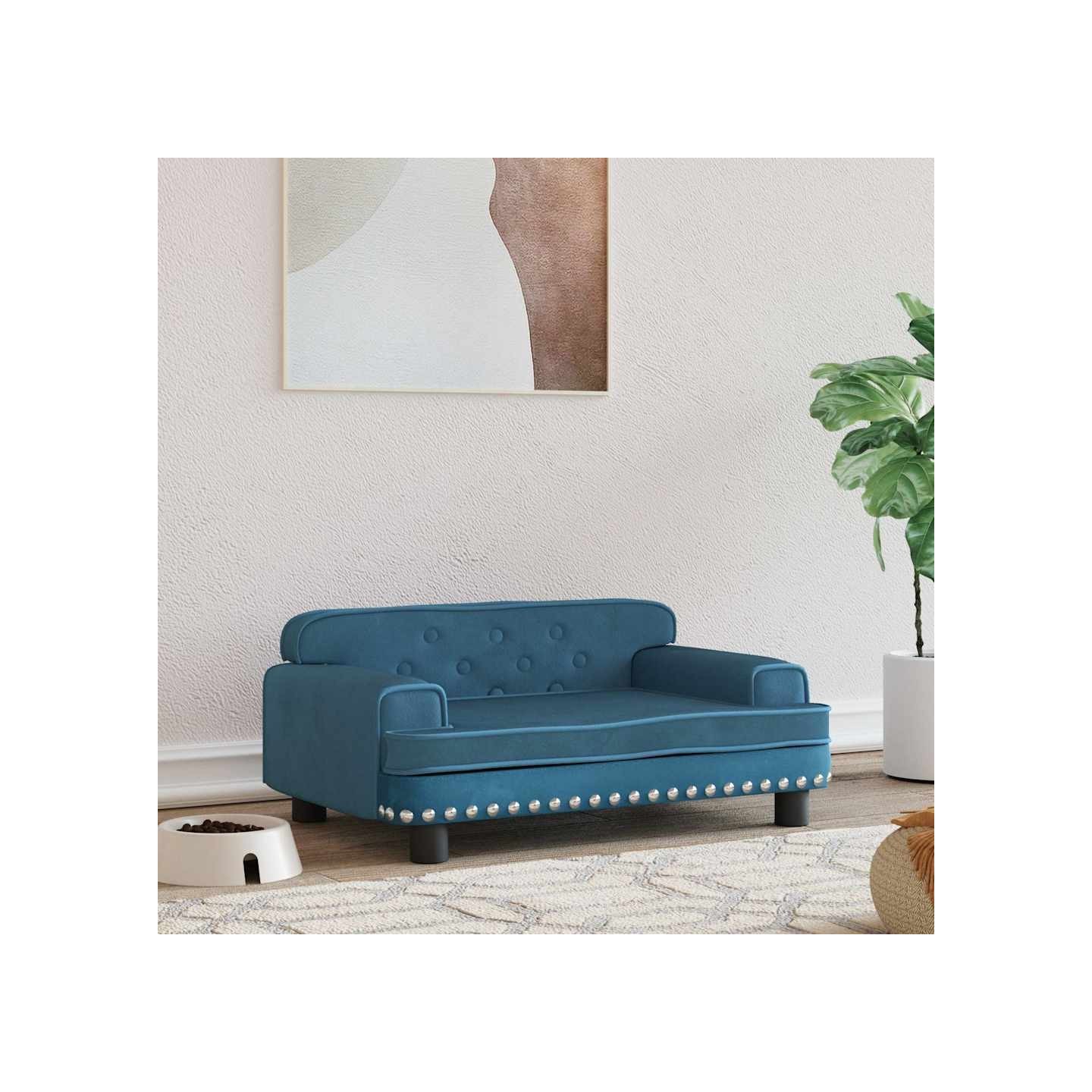 Lit pour chien bleu 70x45x30 cm velours