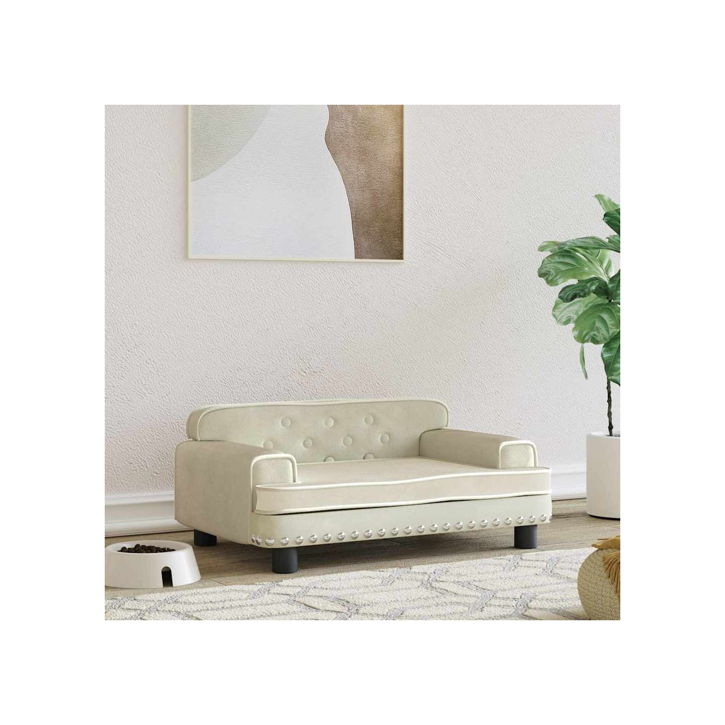 Lit pour chien crème 70x45x30 cm velours