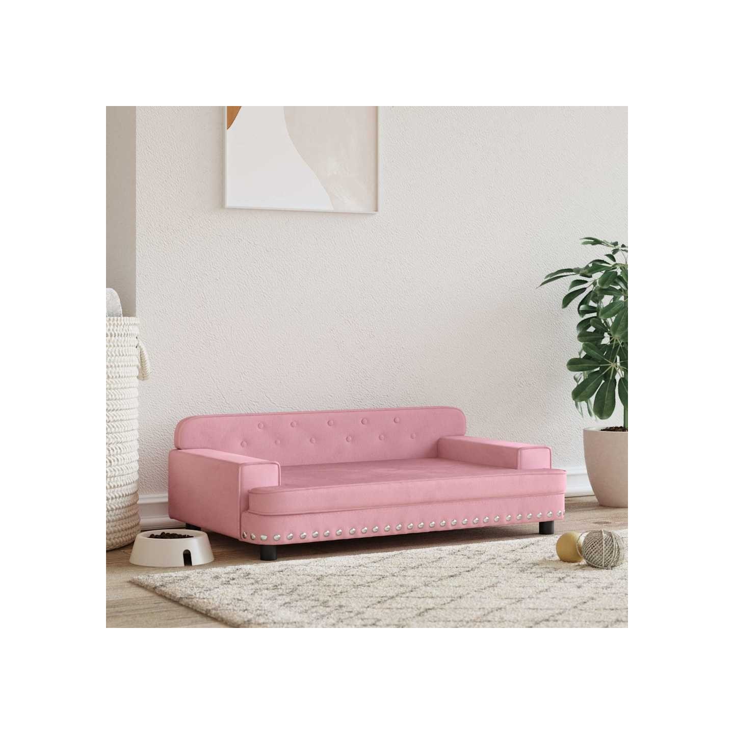 Lit pour chien rose 90x53x30 cm velours