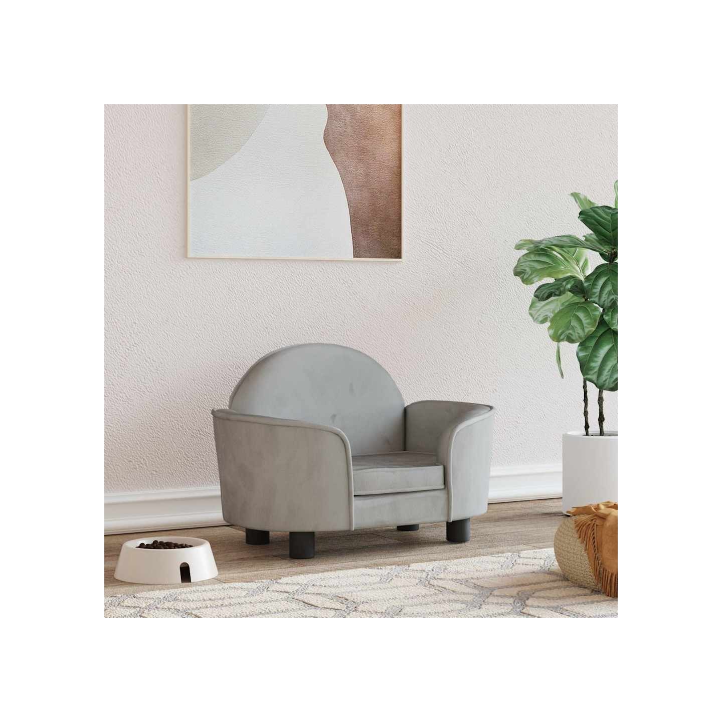 Lit pour chien gris clair 66x40x45 cm velours