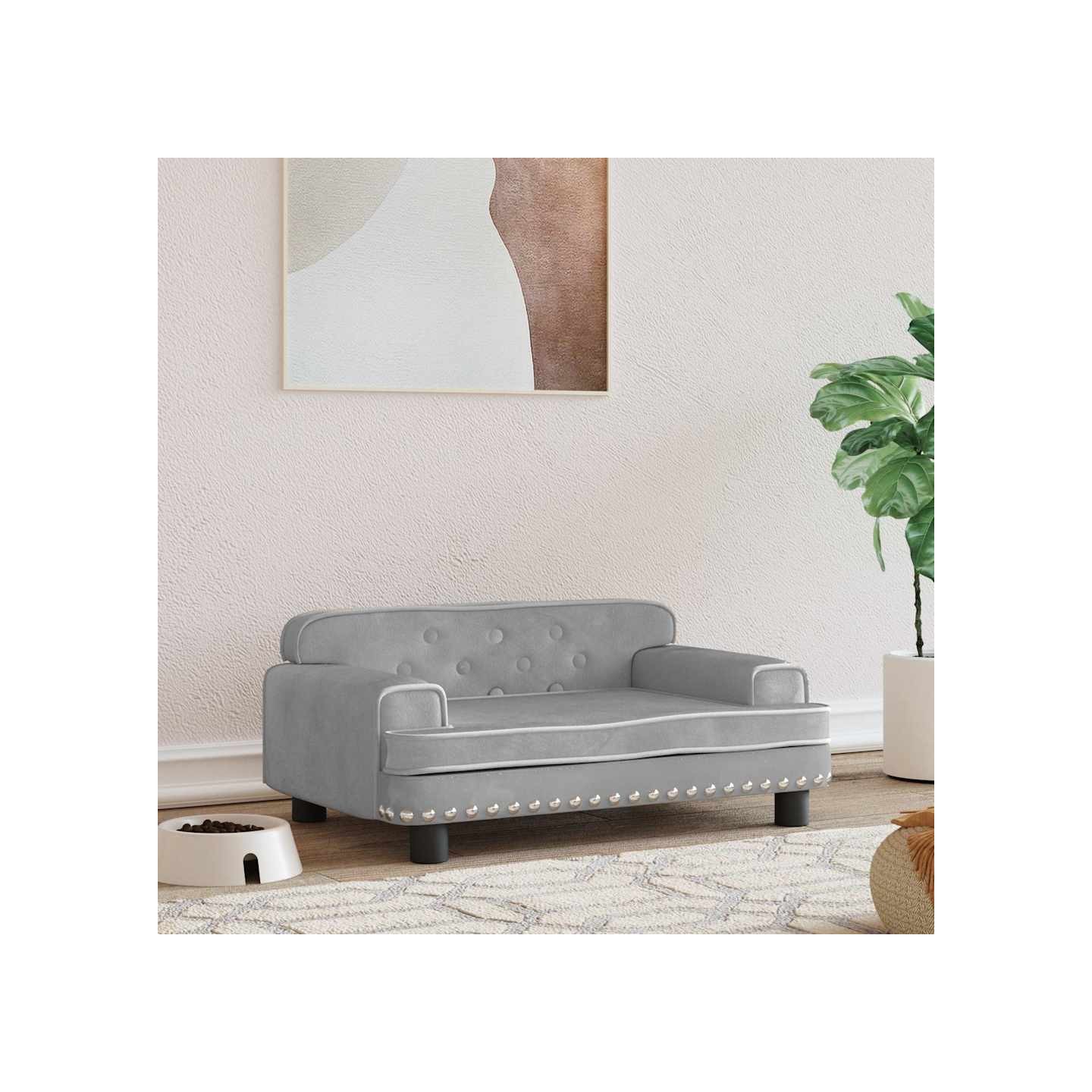 Lit pour chien gris clair 70x45x30 cm velours