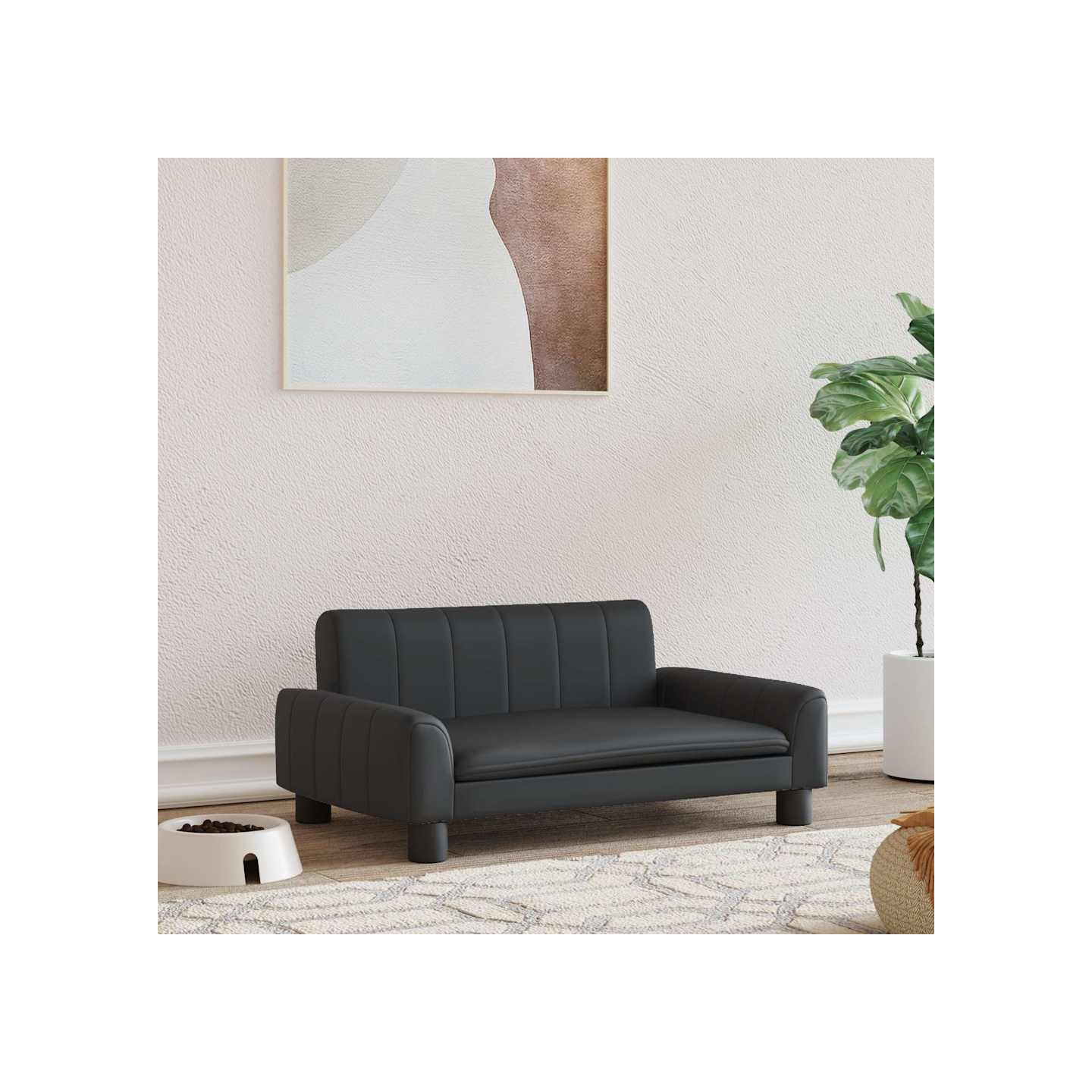 Lit pour chien noir 70x45x30 cm similicuir