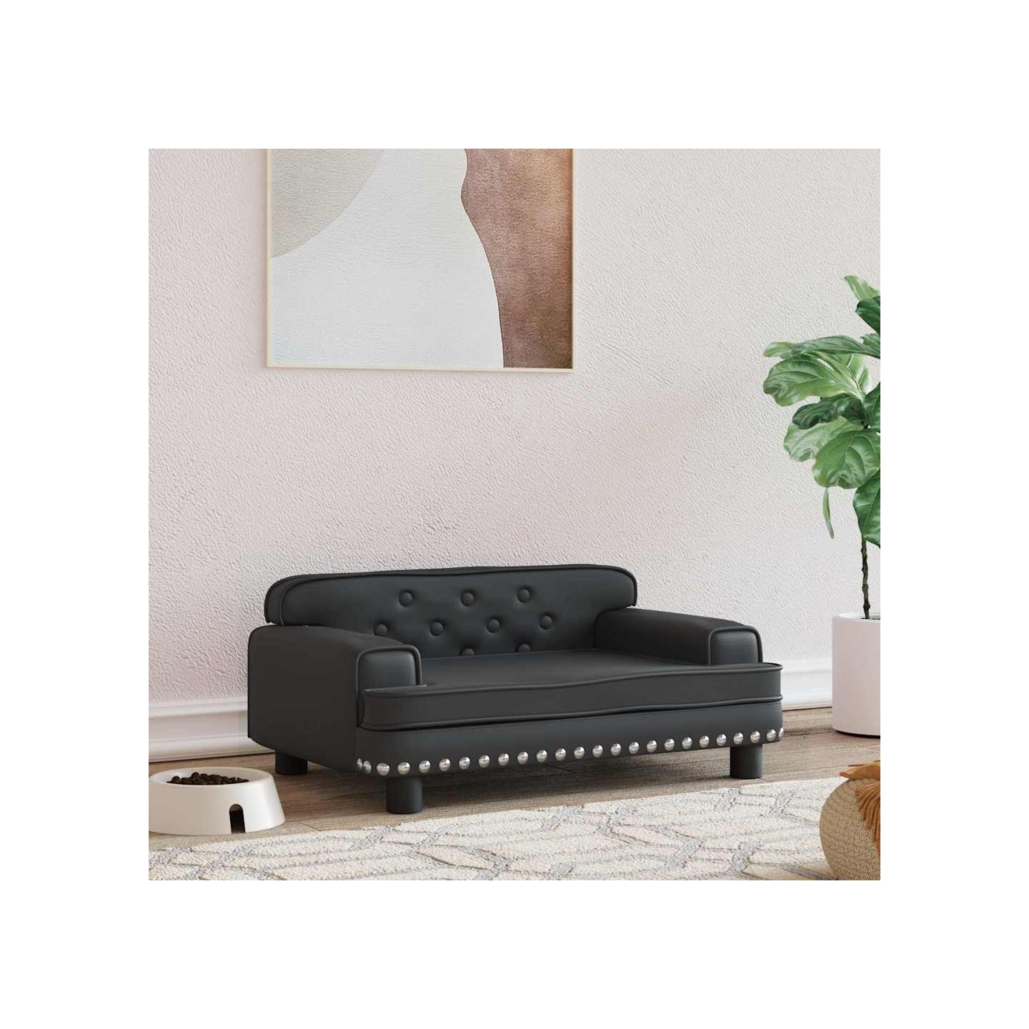 Lit pour chien noir 70x45x30 cm similicuir