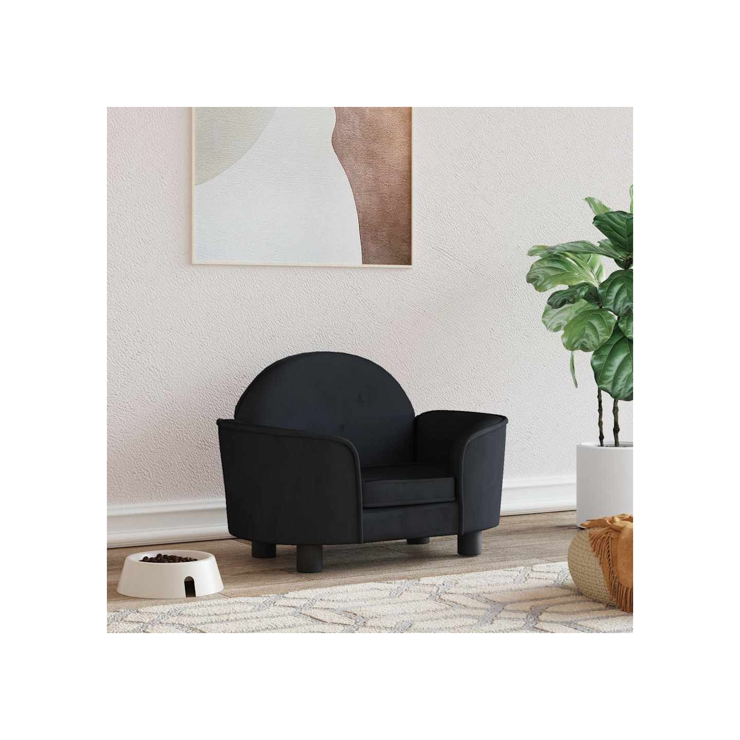 Lit pour chien noir 66x40x45 cm velours
