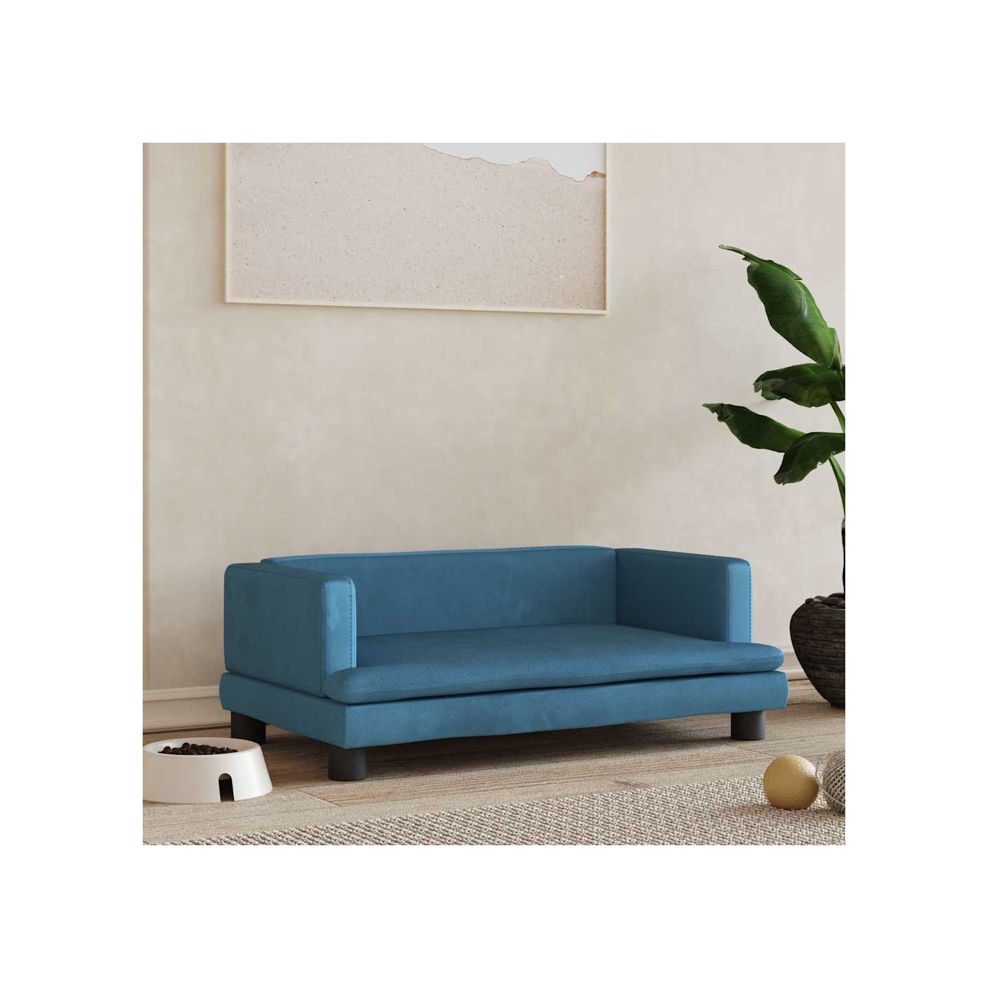 Lit pour chien bleu 80x45x30 cm velours