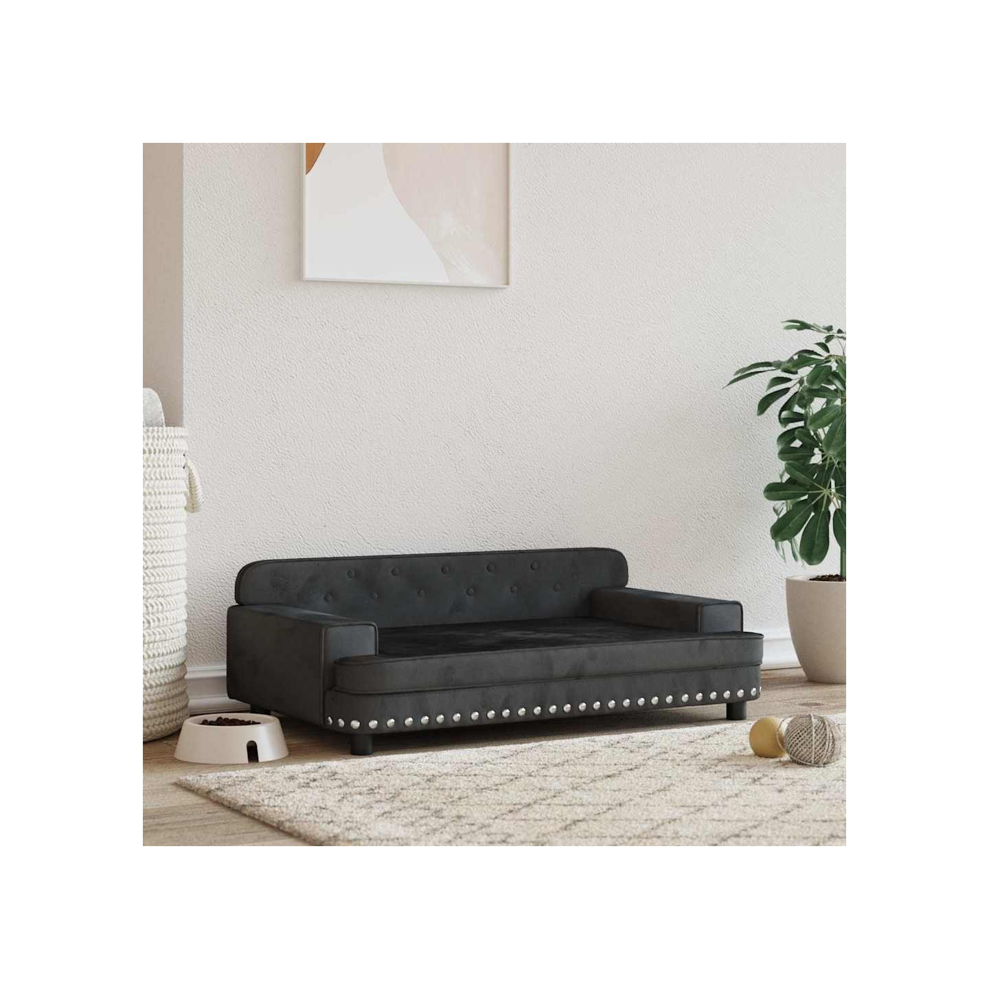 Lit pour chien noir 90x53x30 cm velours