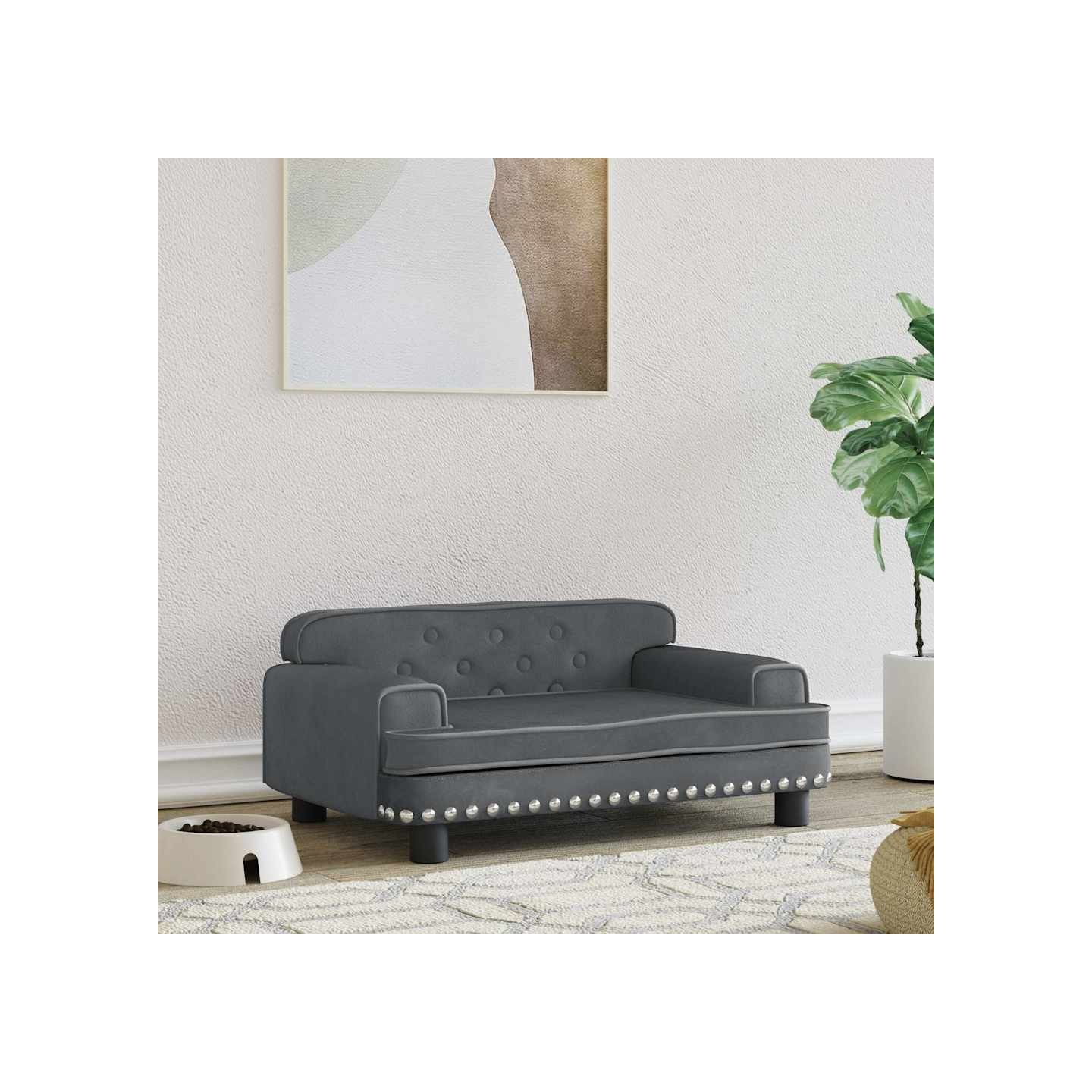 Lit pour chien gris foncé 70x45x30 cm velours