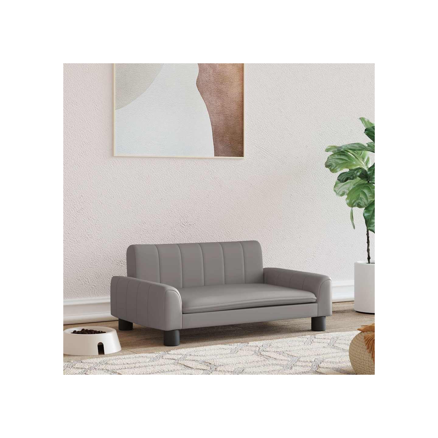 Lit pour chien gris 70x45x30 cm similicuir