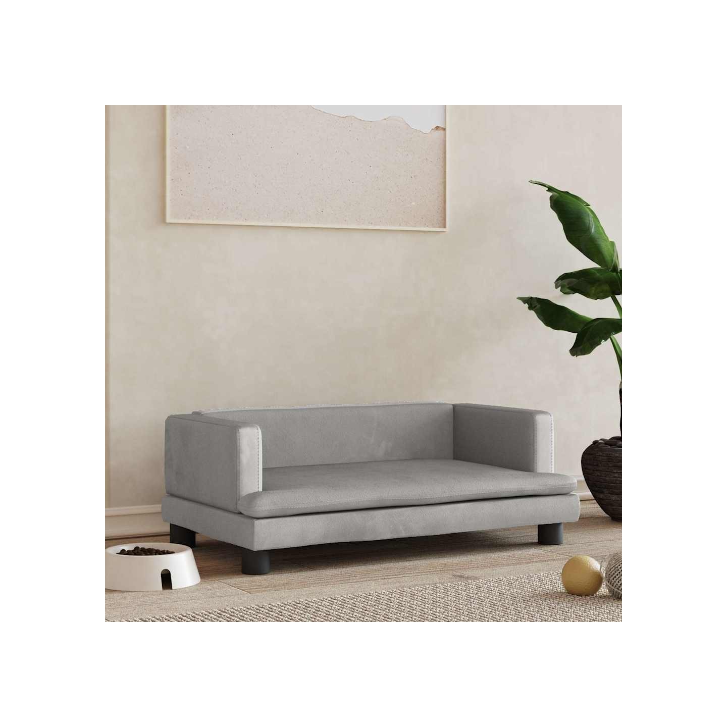Lit pour chien gris clair 80x45x30 cm velours