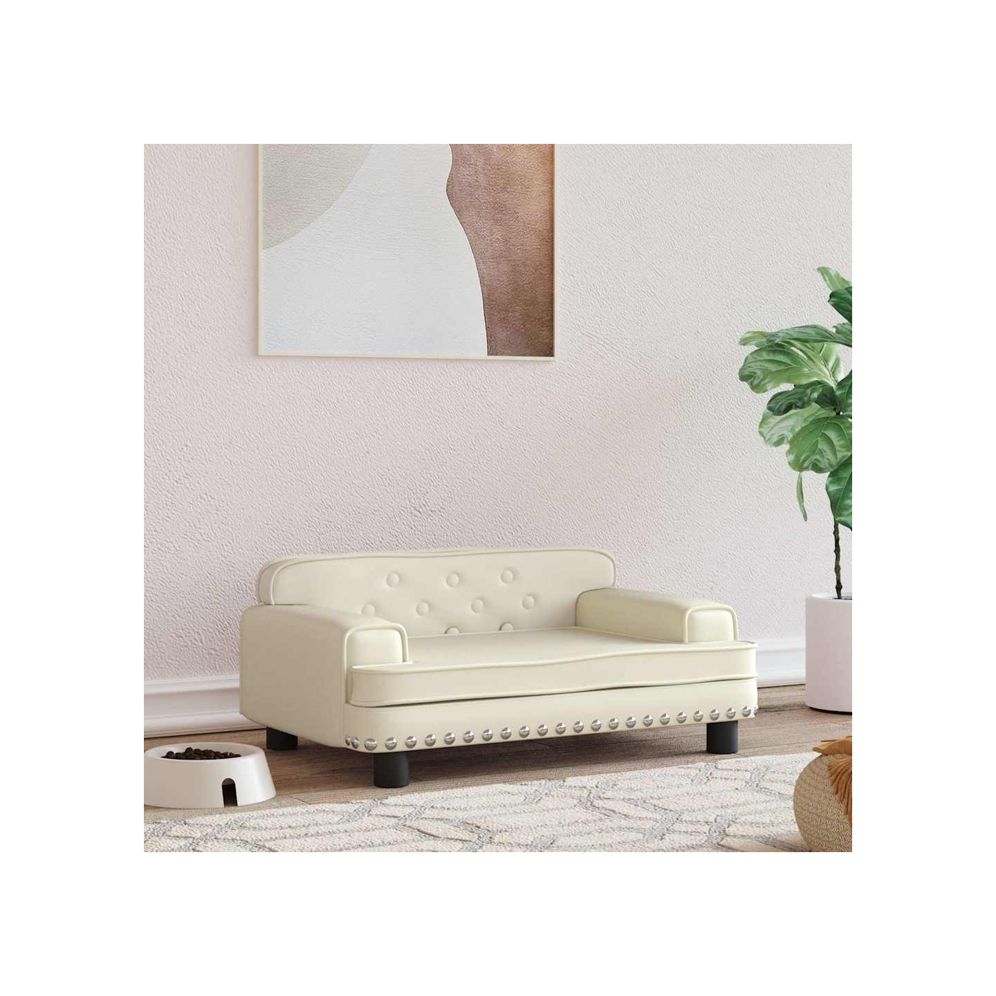 Lit pour chien crème 70x45x30 cm similicuir