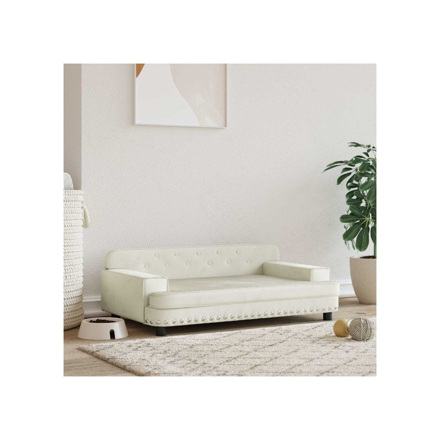 Lit pour chien crème 90x53x30 cm velours