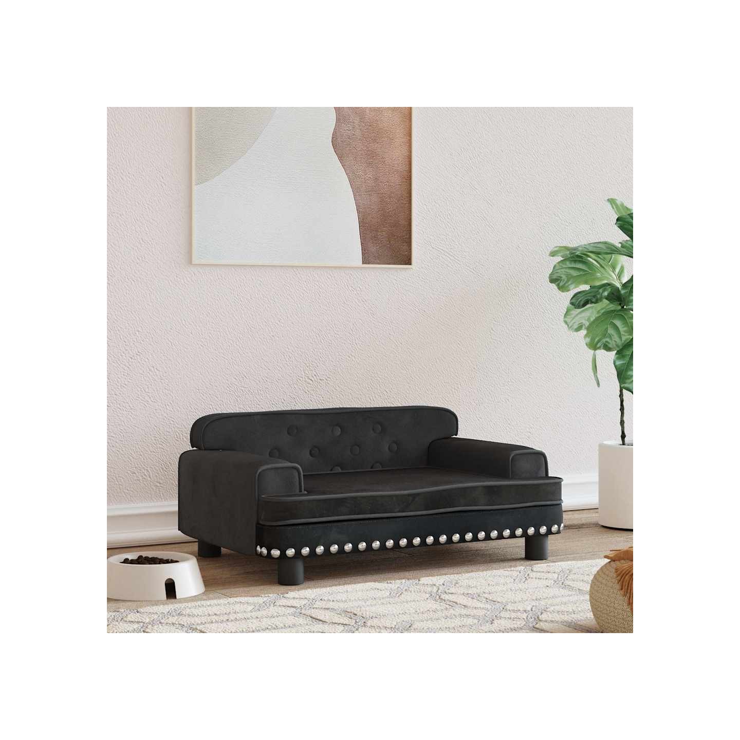 Lit pour chien noir 70x45x30 cm velours