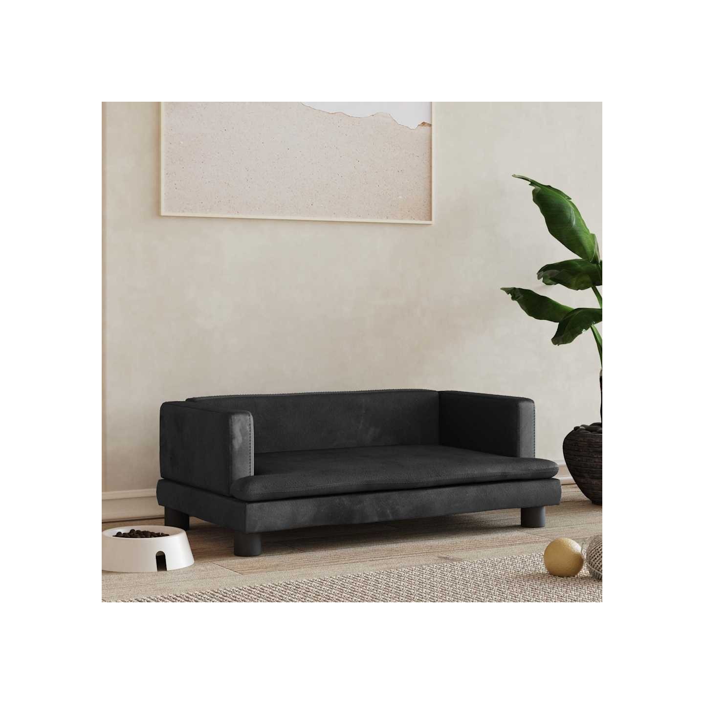 Lit pour chien noir 80x45x30 cm velours