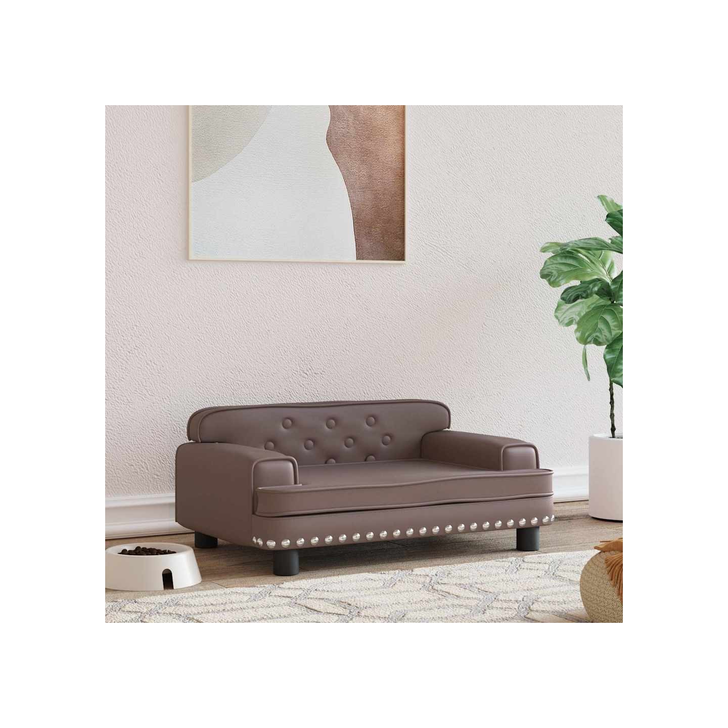 Lit pour chien marron 70x45x30 cm similicuir