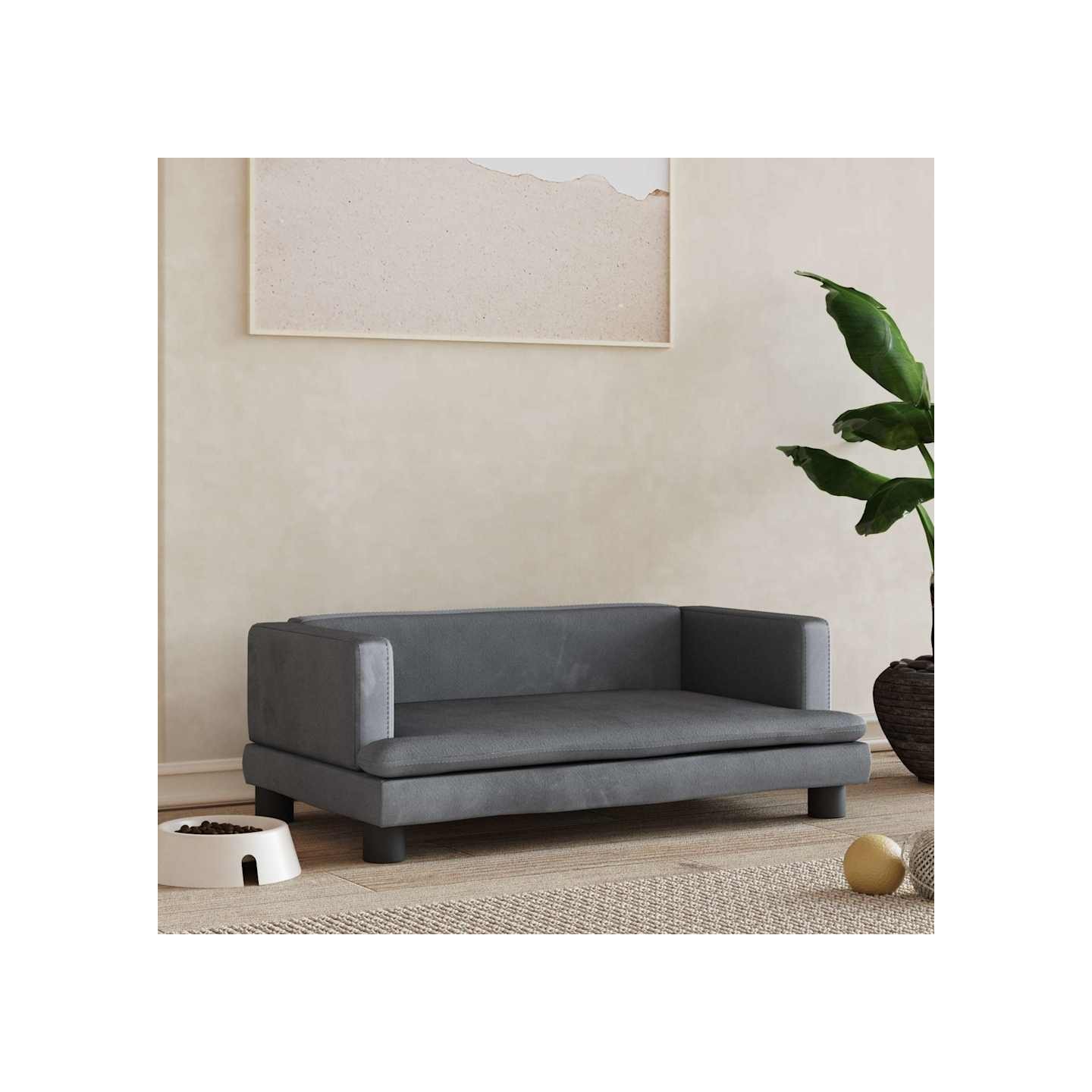 Lit pour chien gris foncé 80x45x30 cm velours