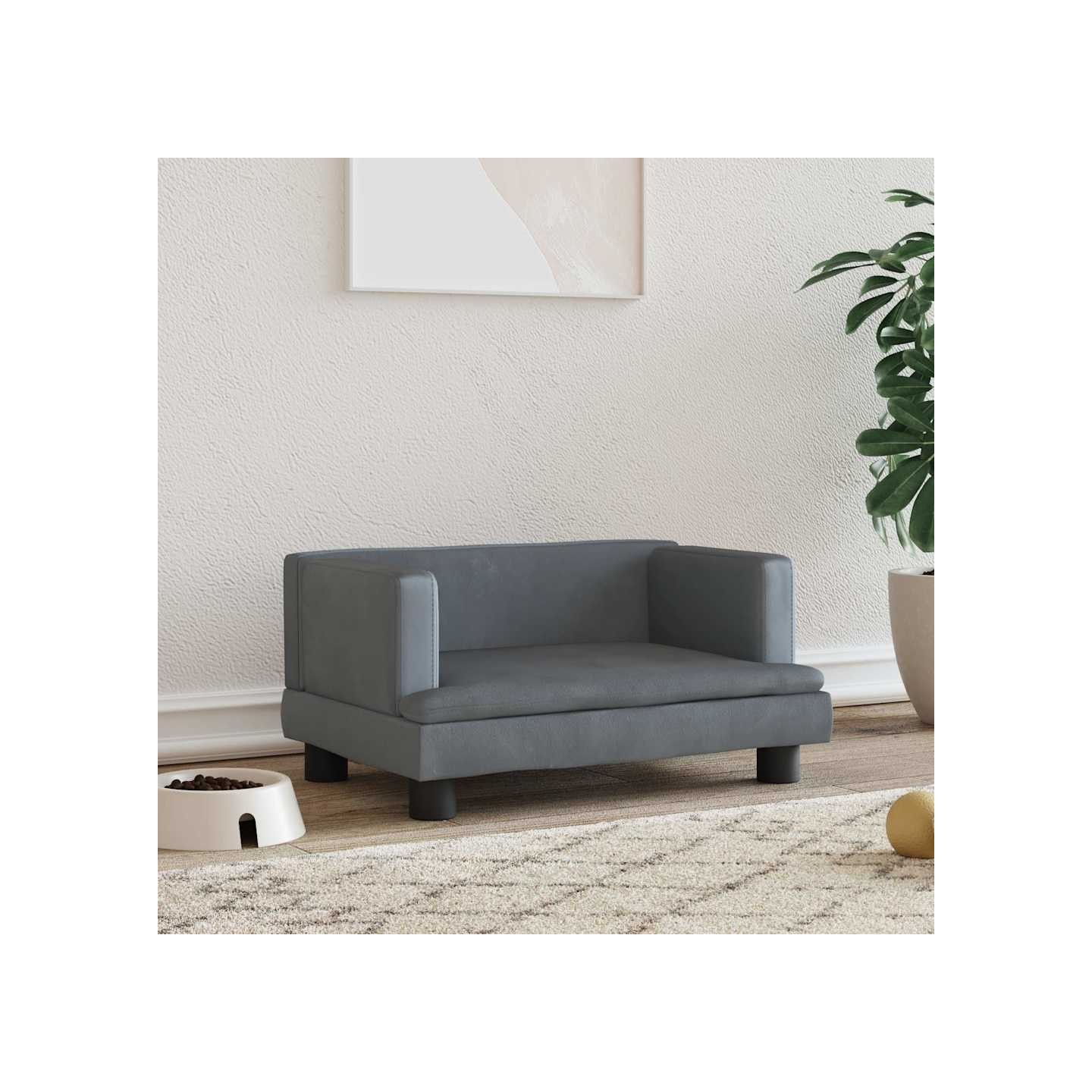 Lit pour chien gris foncé 60x40x30 cm velours