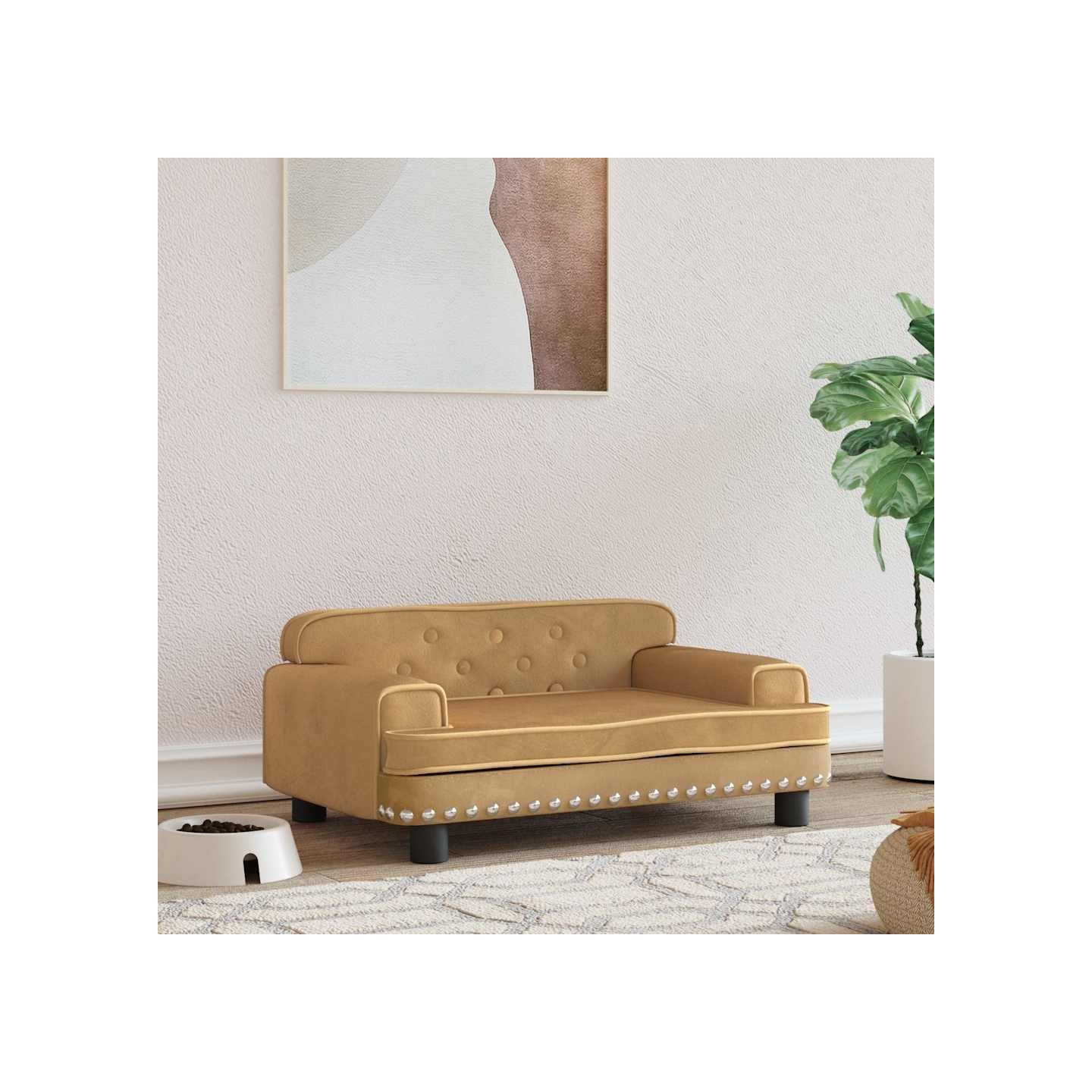 Lit pour chien marron 70x45x30 cm velours