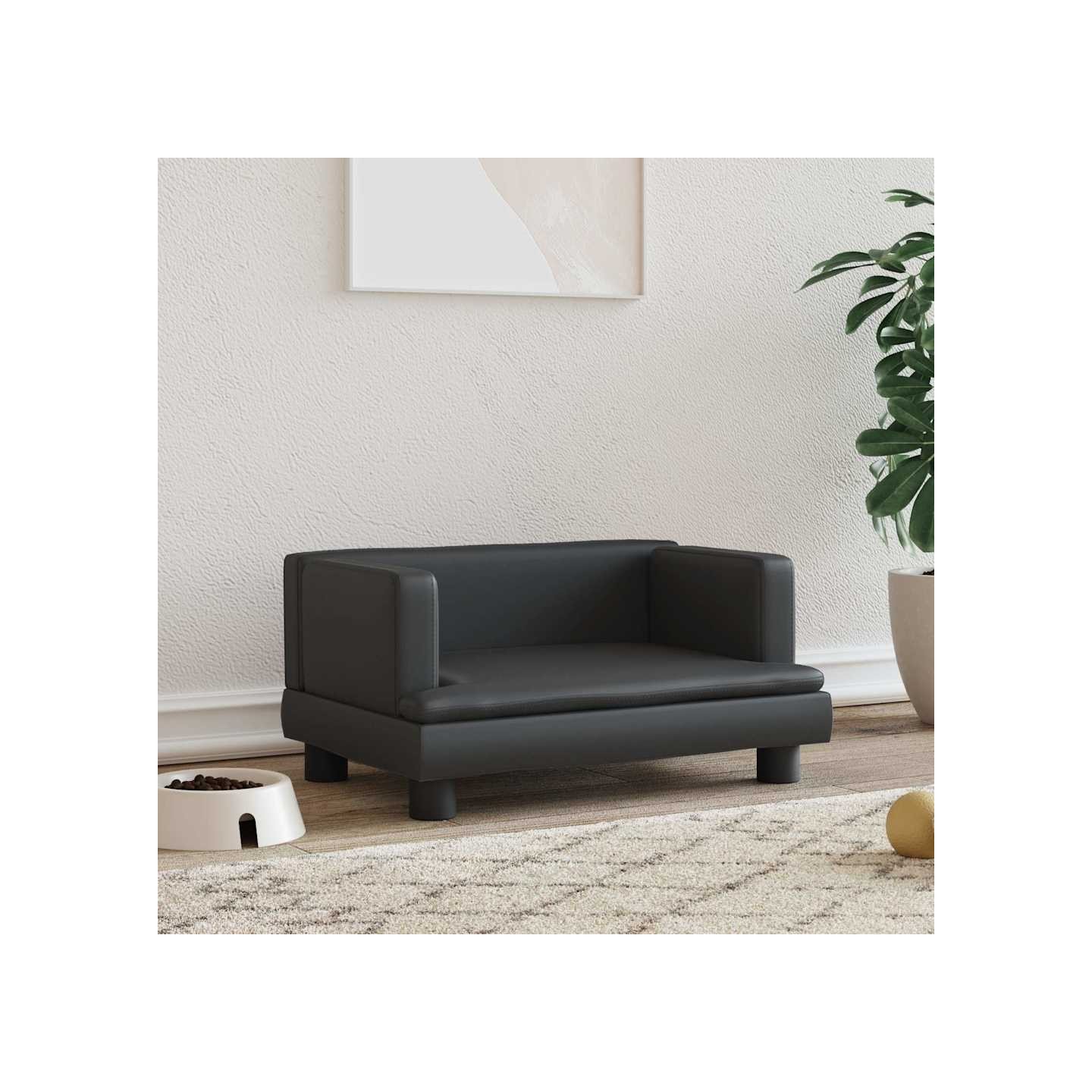 Lit pour chien noir 60x40x30 cm similicuir