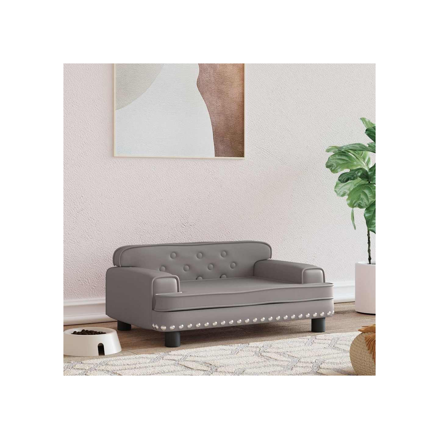 Lit pour chien gris 70x45x30 cm similicuir