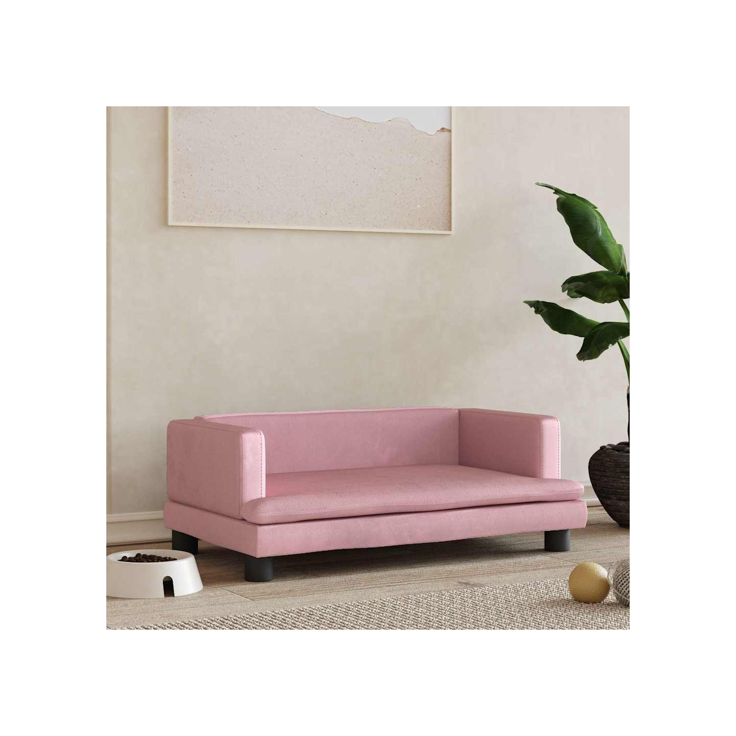 Lit pour chien rose 80x45x30 cm velours