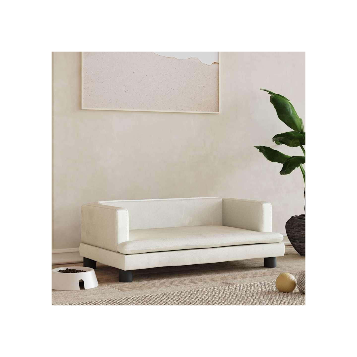 Lit pour chien crème 80x45x30 cm velours