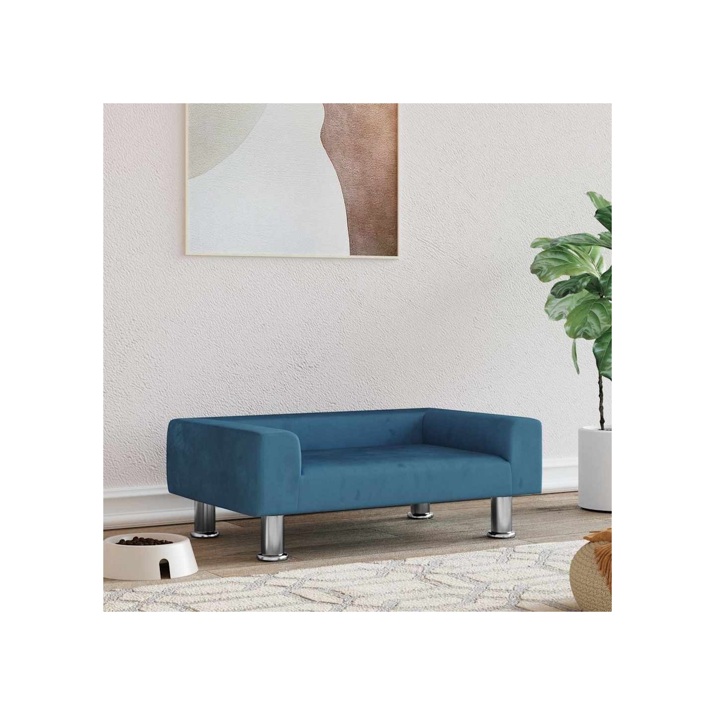 Lit pour chien bleu 70x45x26,5 cm velours