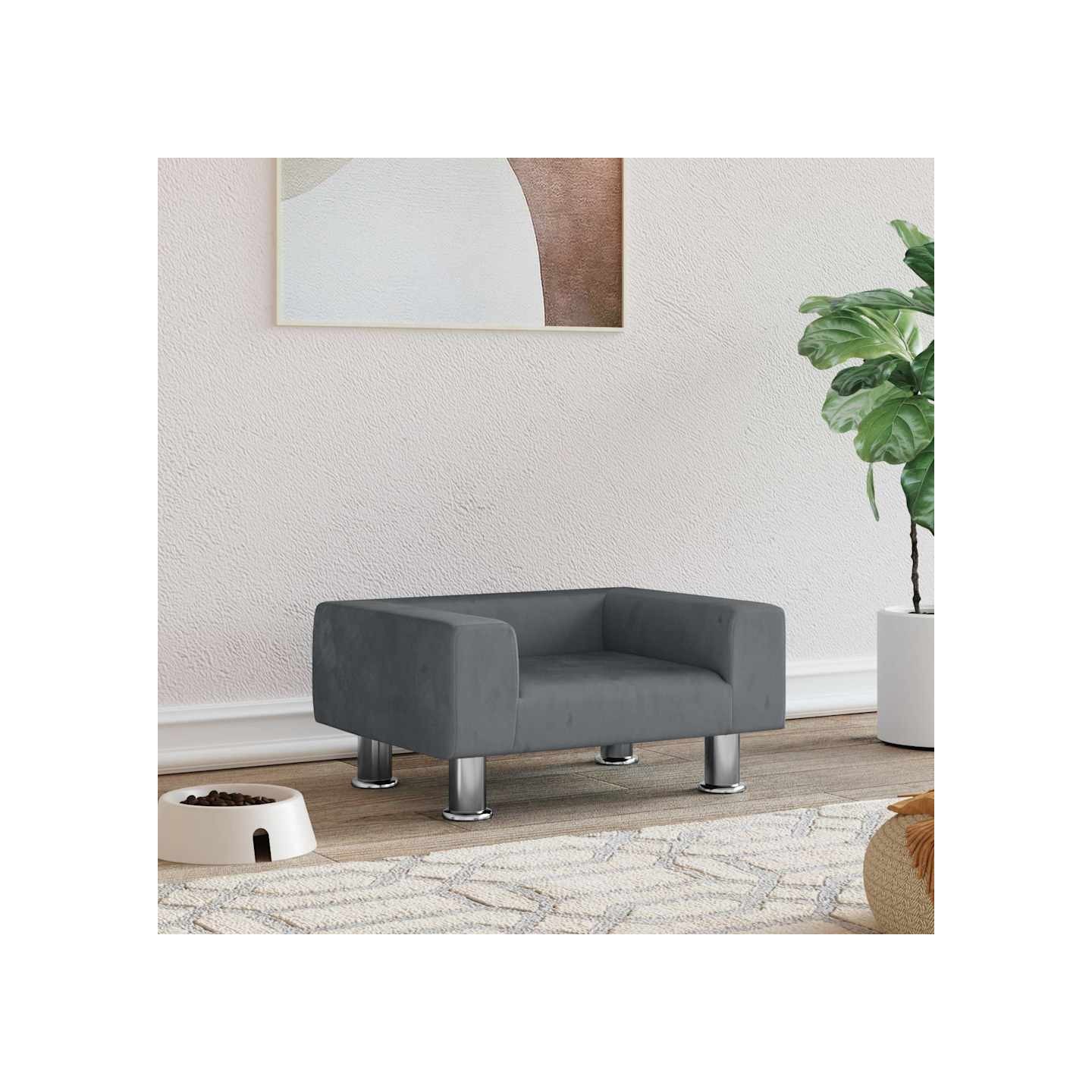 Lit pour chien gris foncé 50x40x26,5 cm velours