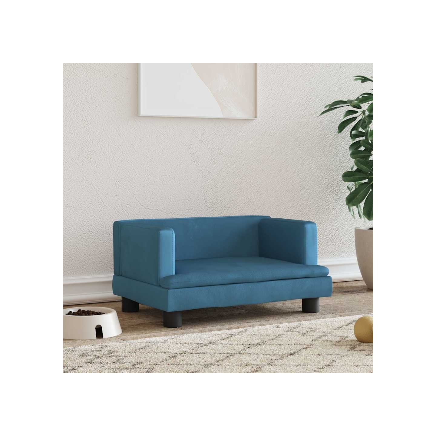 Lit pour chien bleu 60x40x30 cm velours