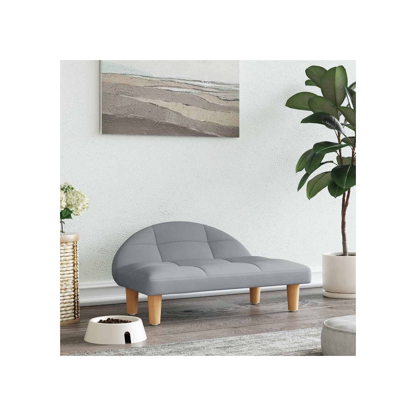 Lit pour chien gris clair 70x52x30 cm tissu