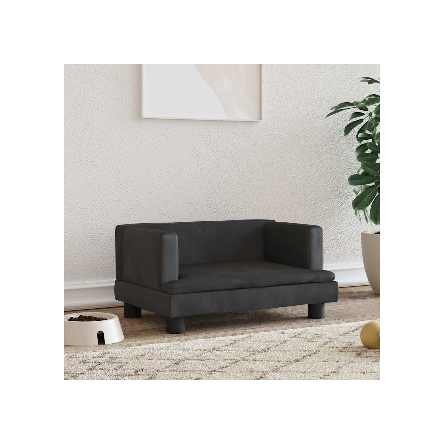 Lit pour chien noir 60x40x30 cm velours