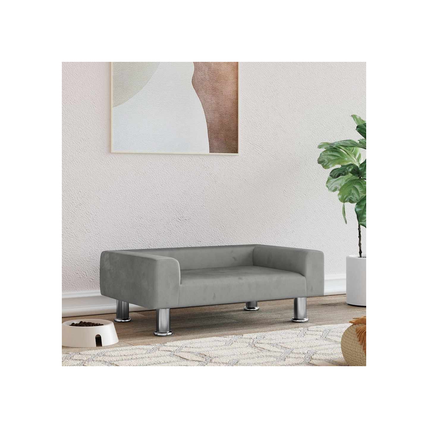 Lit pour chien gris clair 70x45x26,5 cm velours