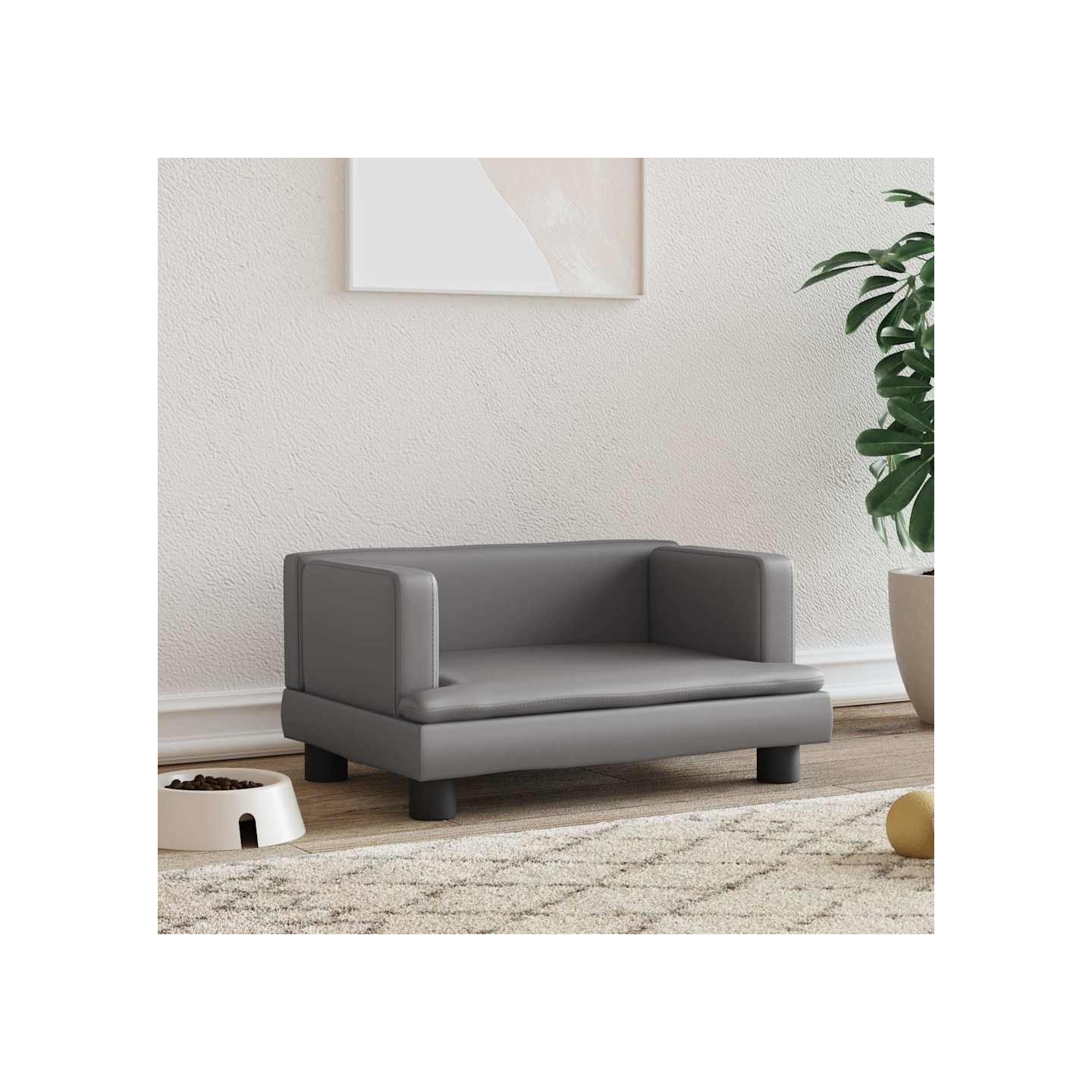 Lit pour chien gris 60x40x30 cm similicuir