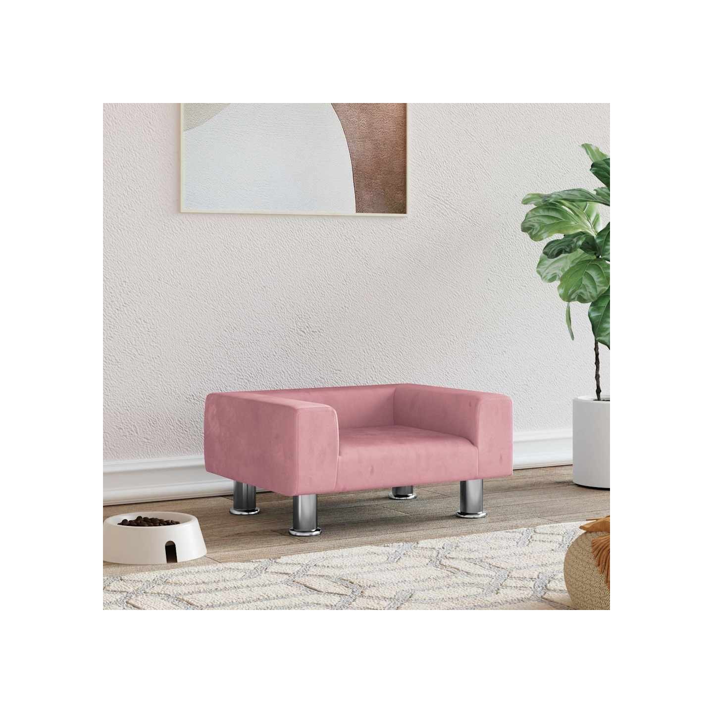 Lit pour chien rose 50x40x26,5 cm velours