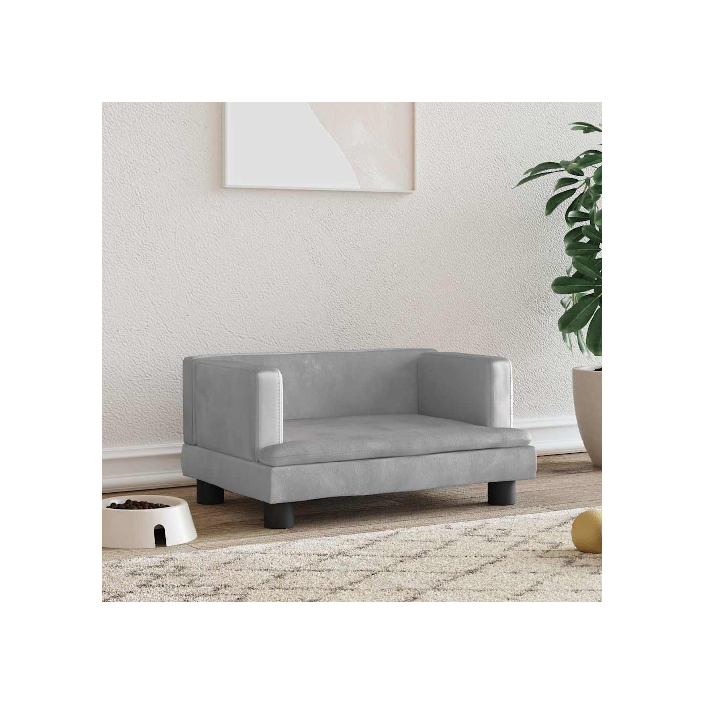 Lit pour chien gris clair 60x40x30 cm velours
